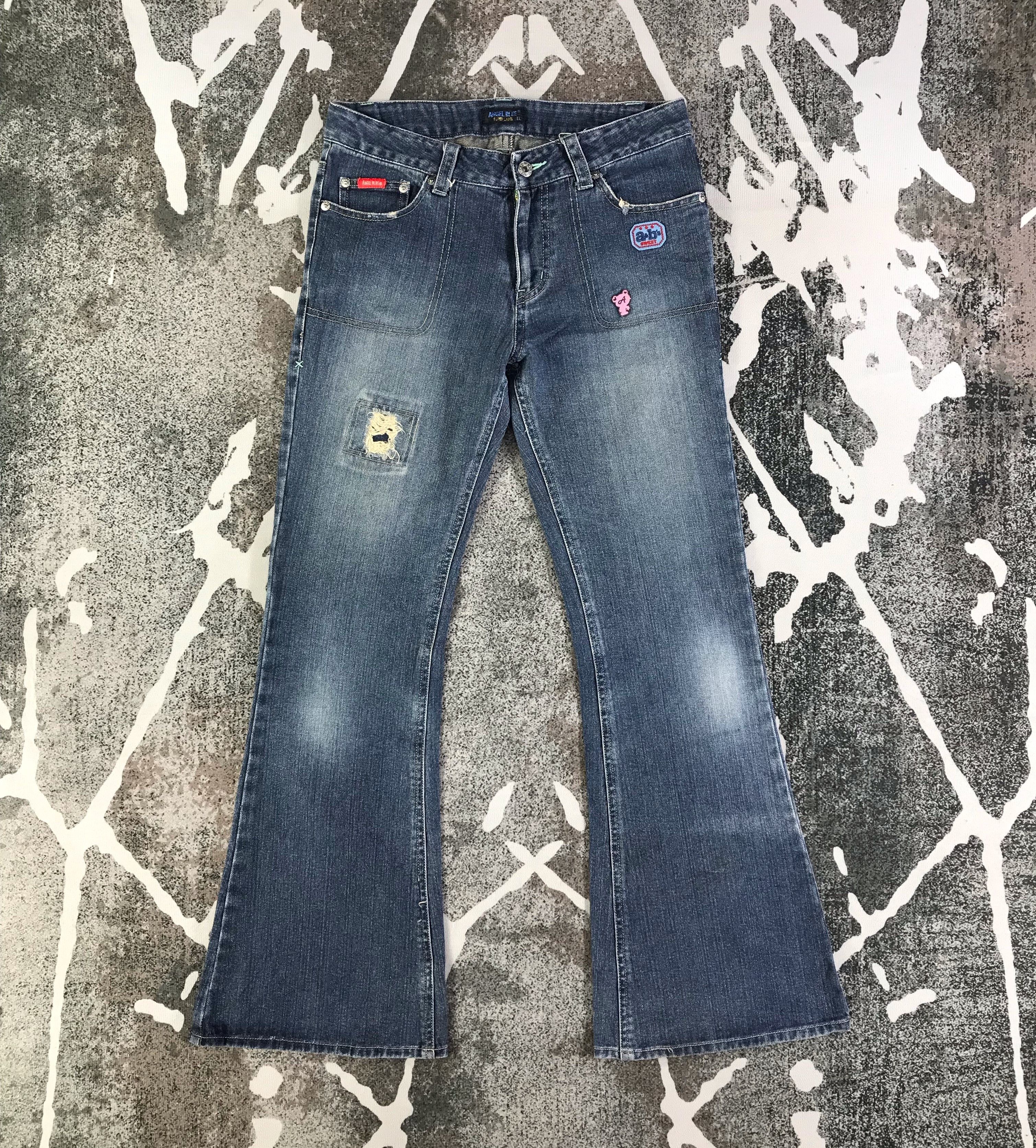 Japanese Brand Angel Blue Patchwork Flared Jeans KJ1980 Size 30" / US 8 / IT 44 - 1 Thumbnail