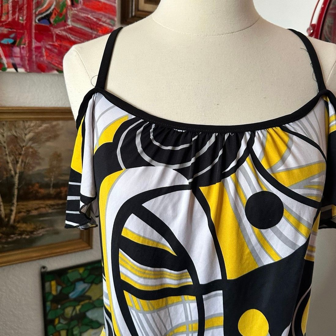 Other siren lily yellow white black blouse Size M / US 6-8 / IT 42-44 - 2 Thumbnail