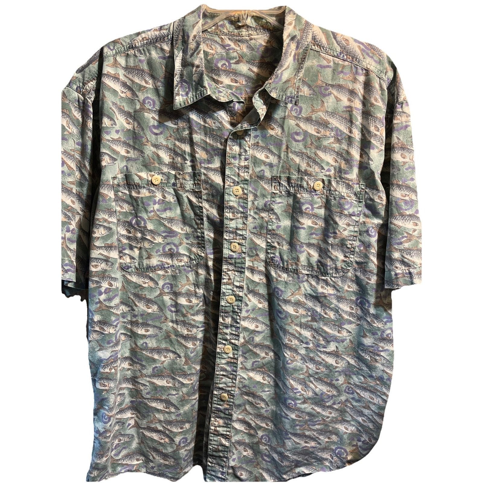 Other Unbranded Men’s XL Shirt Button Up Fish Print Outdoor Travel Size US XL / EU 56 / 4 - 1 Thumbnail