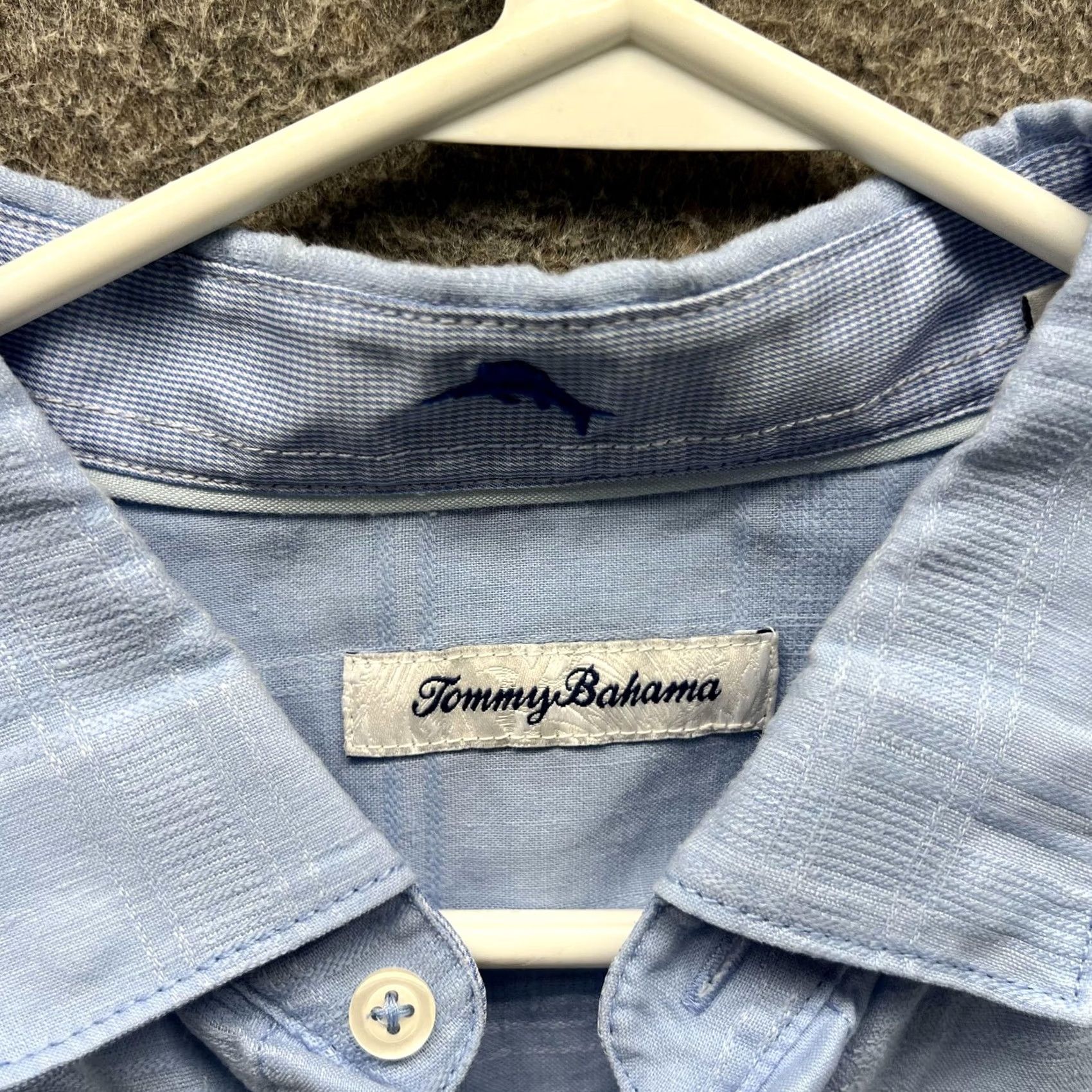 Tommy Bahama Tommy Bahama Shirt Mens Large Blue Solid Short Sleeve Button Front Casual Size US L / EU 52-54 / 3 - 3 Thumbnail