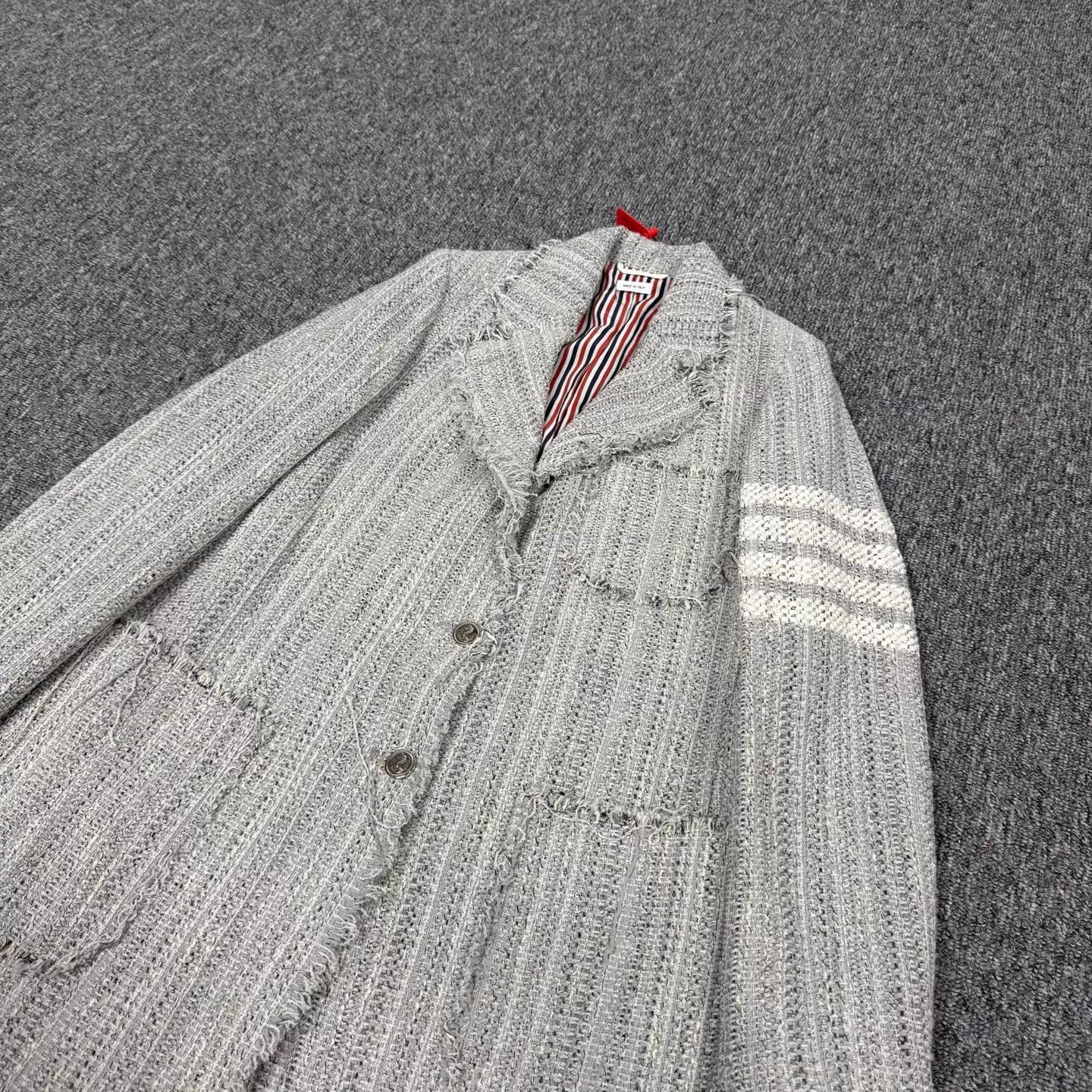 Thom Browne Thom Browne 4-Stripe Destroyed Tassel Coat 36 99 New Size XS / US 0-2 / IT 36-38 - 3 Thumbnail