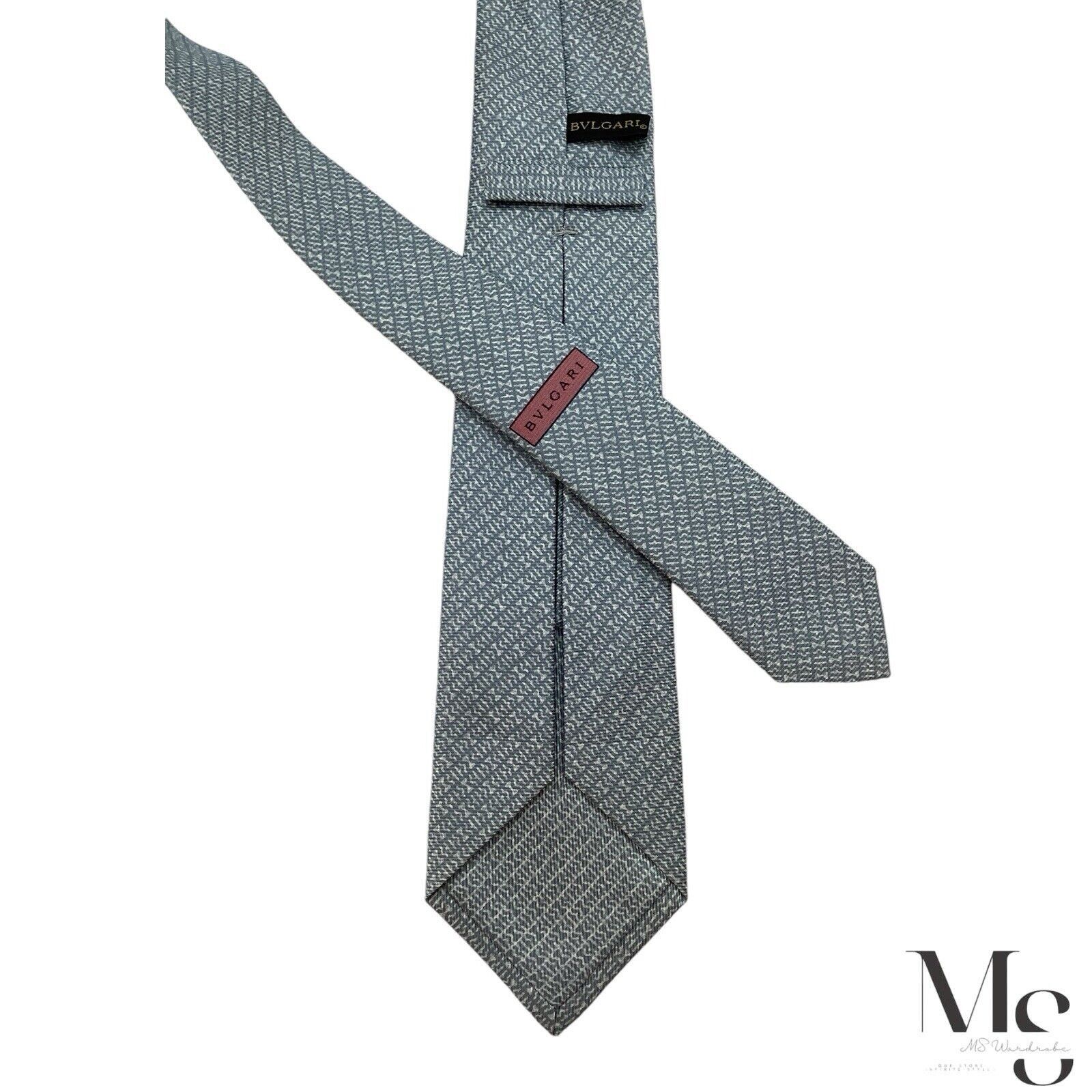 Bvlgari BVLGARI SEVENFOLD Gray Geometric Silk Tie Made In Italy W:3" Size ONE SIZE - 8 Thumbnail