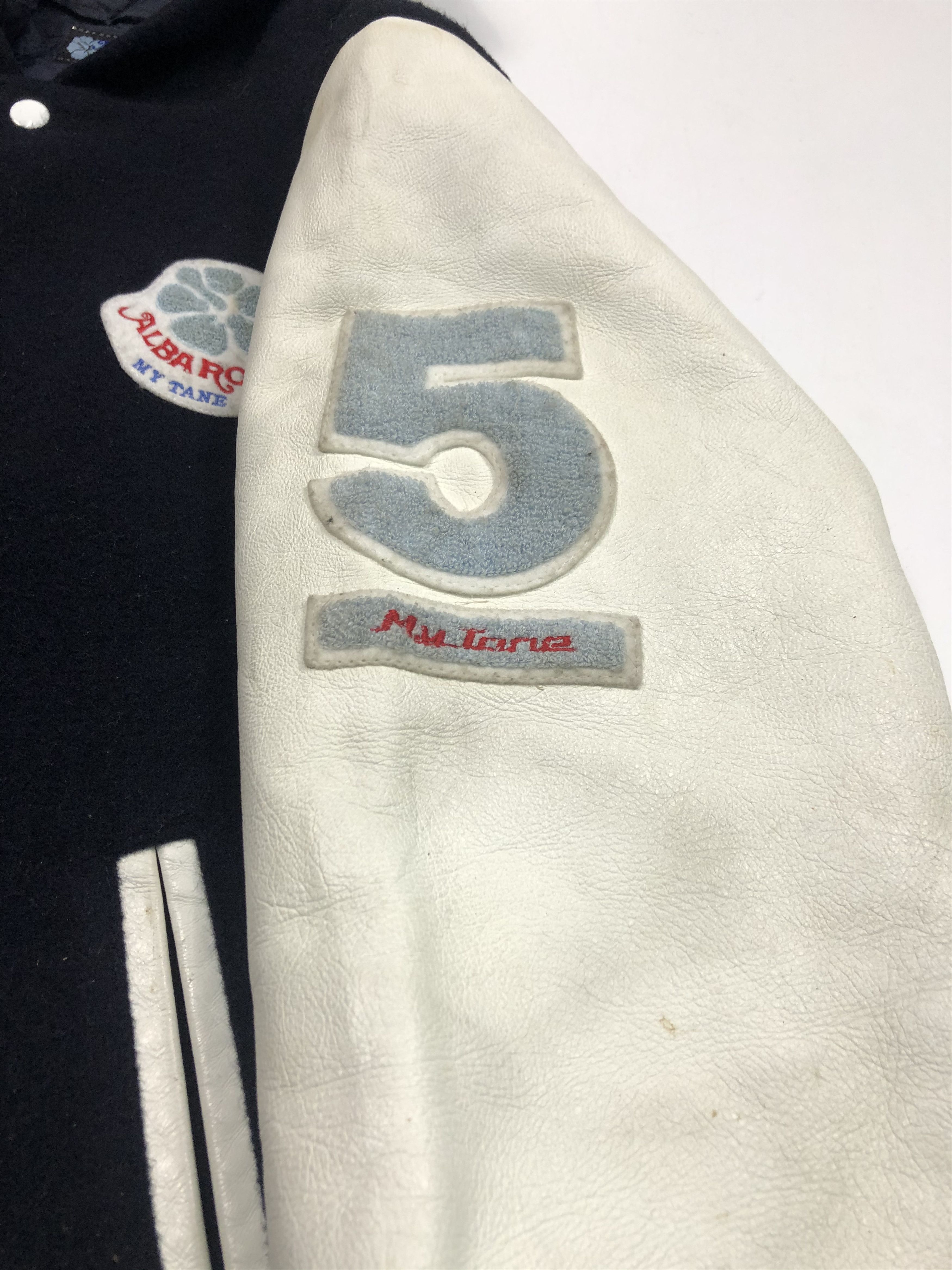 Japanese Brand Vintage 90s Alba Rosa Leather Sleeve Varsity Jacket V0074 Size US M / EU 48-50 / 2 - 5 Thumbnail