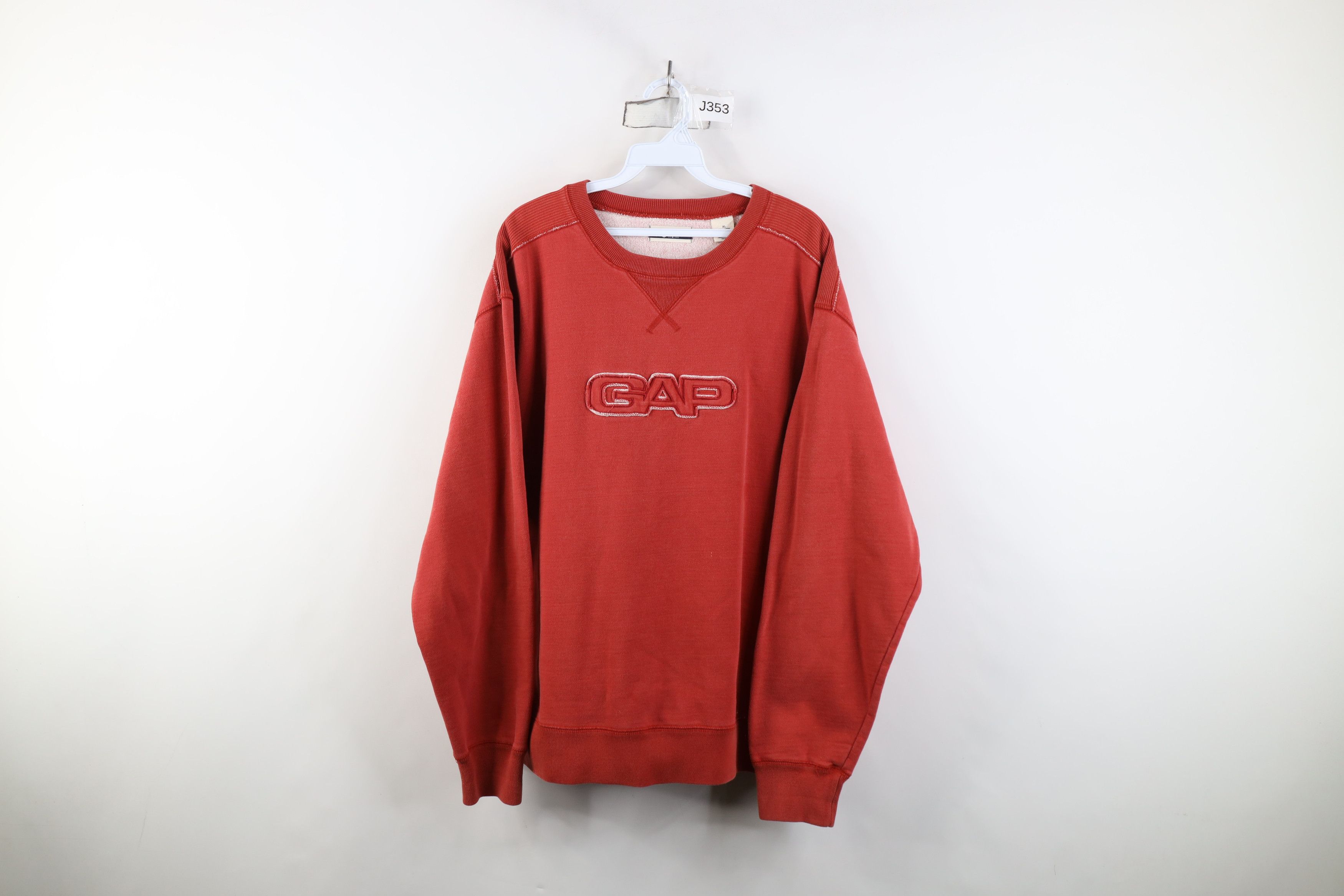Gap Vintage 90s Y2K Gap Spell Out Heavy Crewneck Sweatshirt Red Size US XL / EU 56 / 4 - 1 Thumbnail