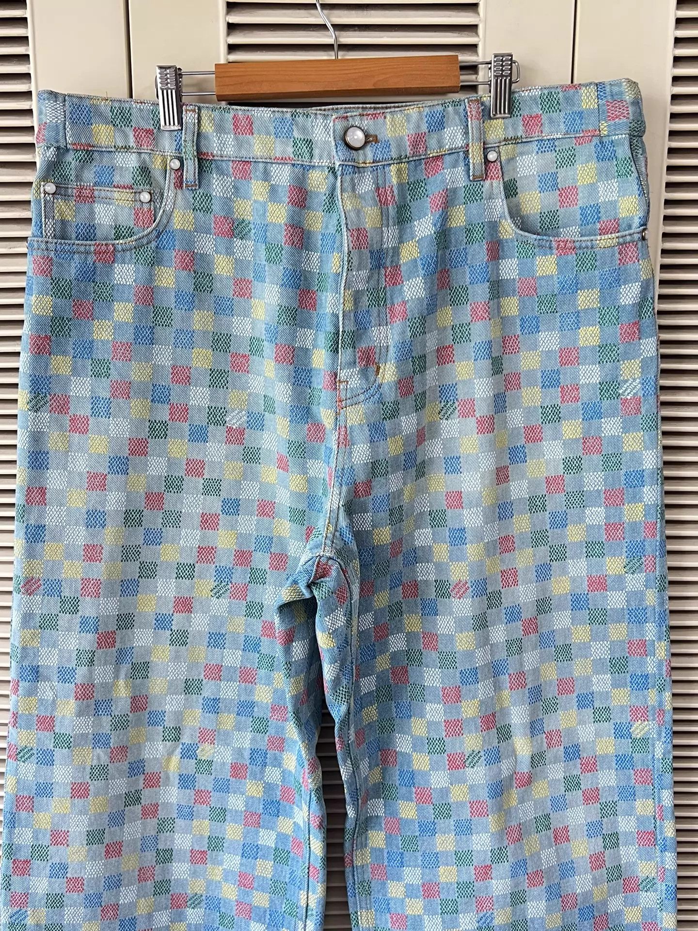Louis Vuitton Louis Vuitton Color Block Check Jeans 36 (Mint) Size 26" / US 2 / IT 38 - 3 Thumbnail