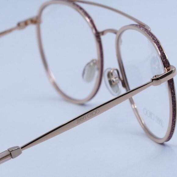 Jimmy Choo Jimmy Choo JC230 0EYR 00 Eyeglasses Gold Pink 51mm Round Size ONE SIZE - 8 Thumbnail