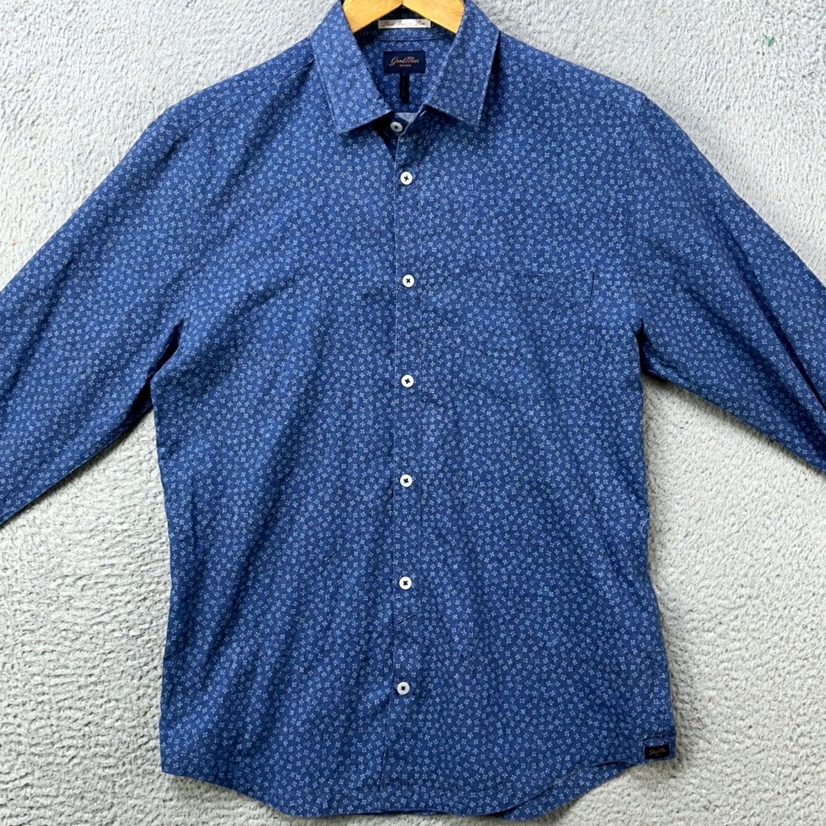 Vintage Good Man Mens Small Blue Geometric Long Sleeve Button Up Shirt Size US S / EU 44-46 / 1 - 3 Thumbnail