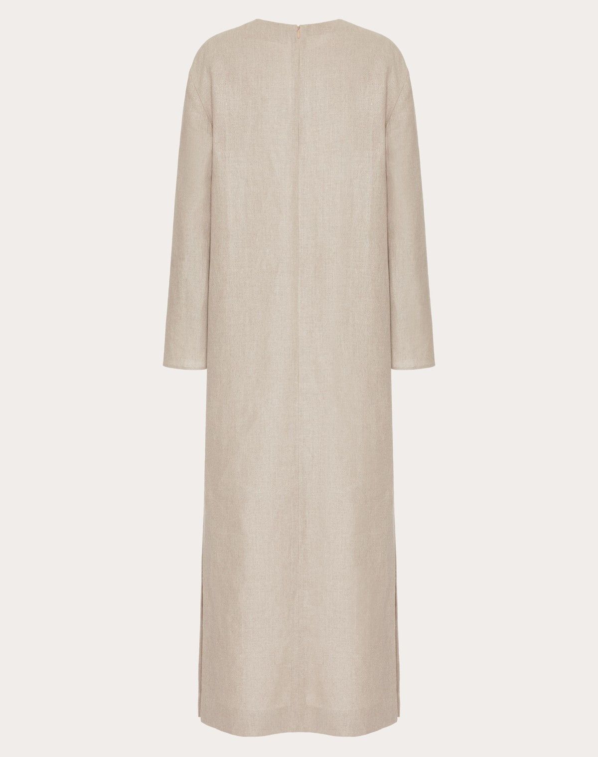 Valentino o1s1wg110525 Embroidered Linen Canvas Midi Dress in Beige Size XL / US 12-14 / IT 48-50 - 2 Thumbnail