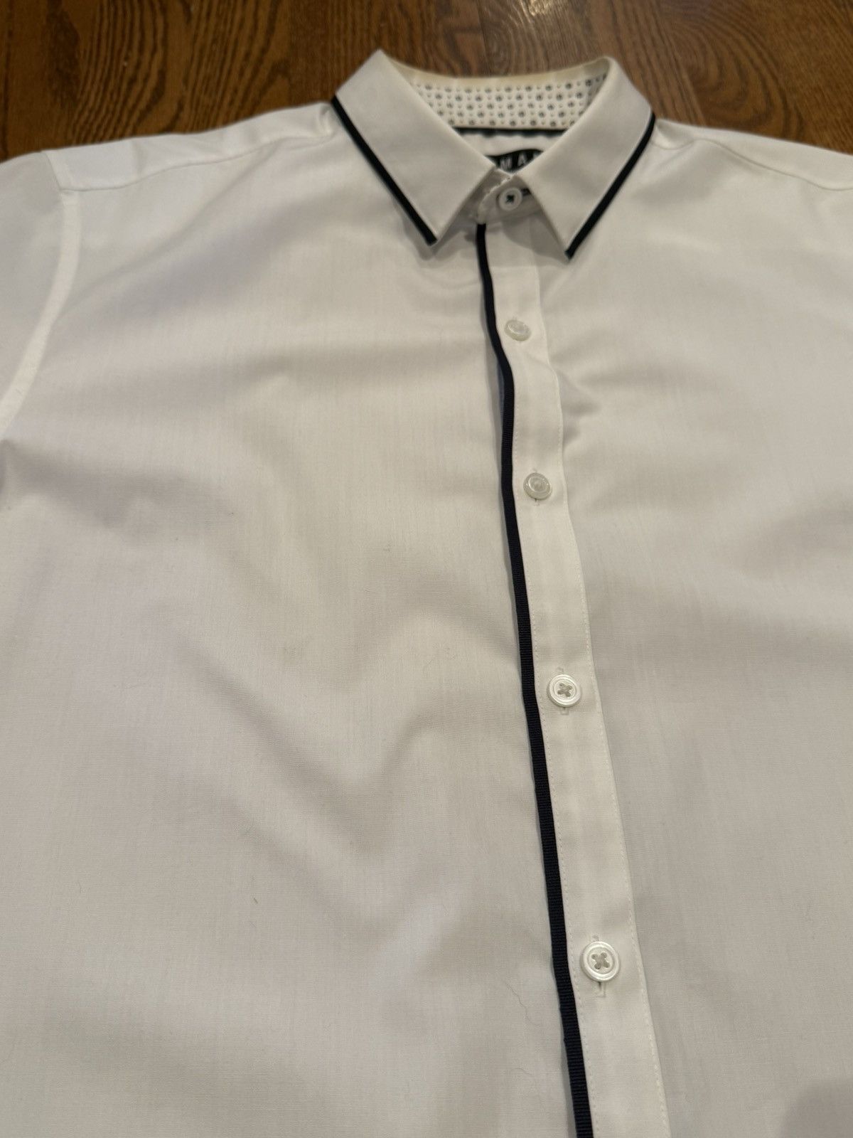 Topman Topman White Short Sleeve Button Up Shirt Stripe Accents Size US M / EU 48-50 / 2 - 2 Thumbnail