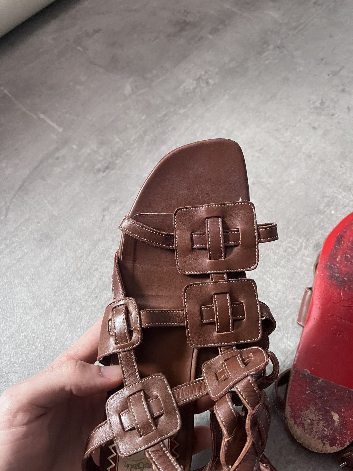 Christian Louboutin Christian Louboutin Gladiator Sandals brown leather Size US 7.5 / IT 37.5 - 16 Thumbnail