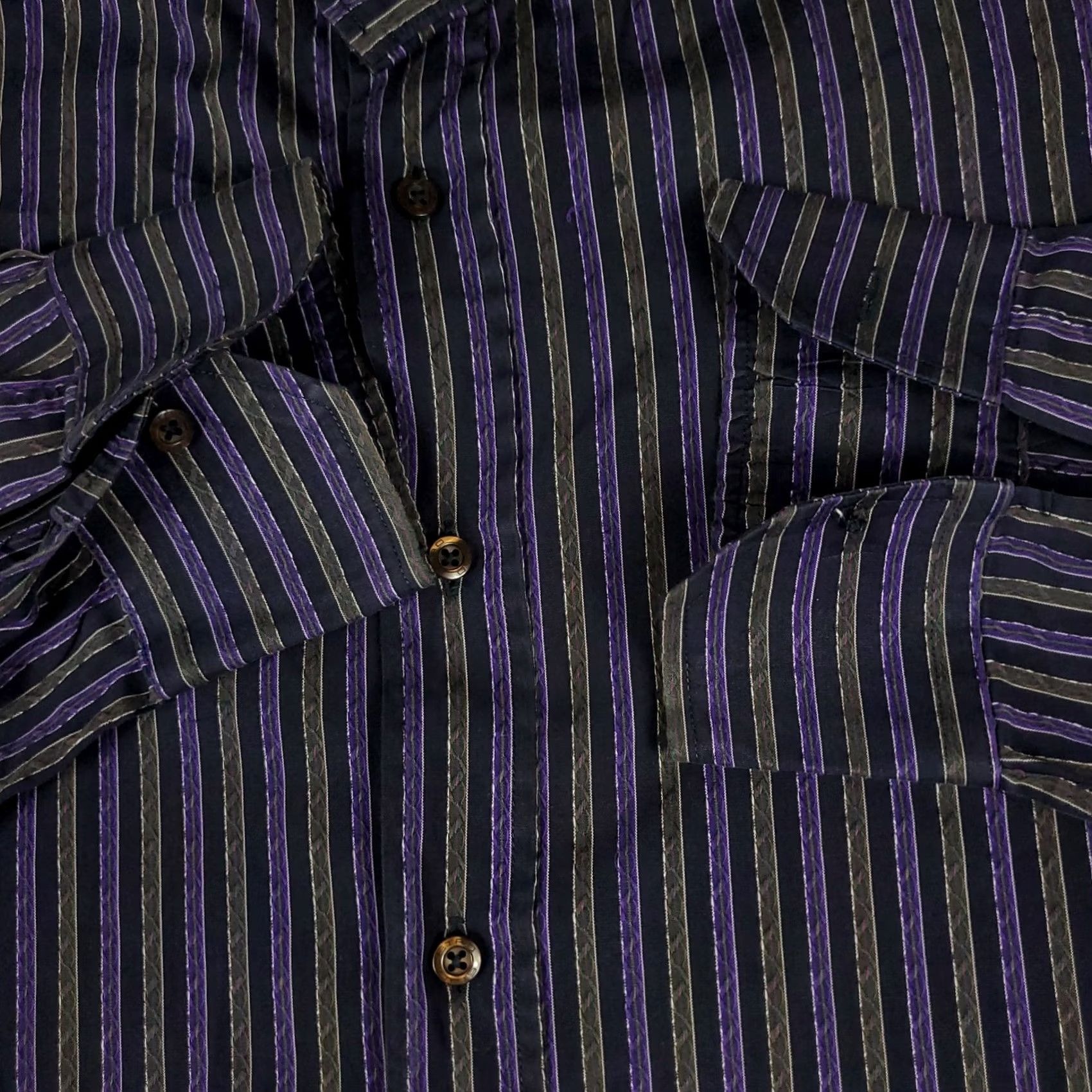 Etro ETRO Shirt Mens Size 42 Purple Striped Button Up Long Sleeve Made In Italy Size US XL / EU 56 / 4 - 3 Thumbnail