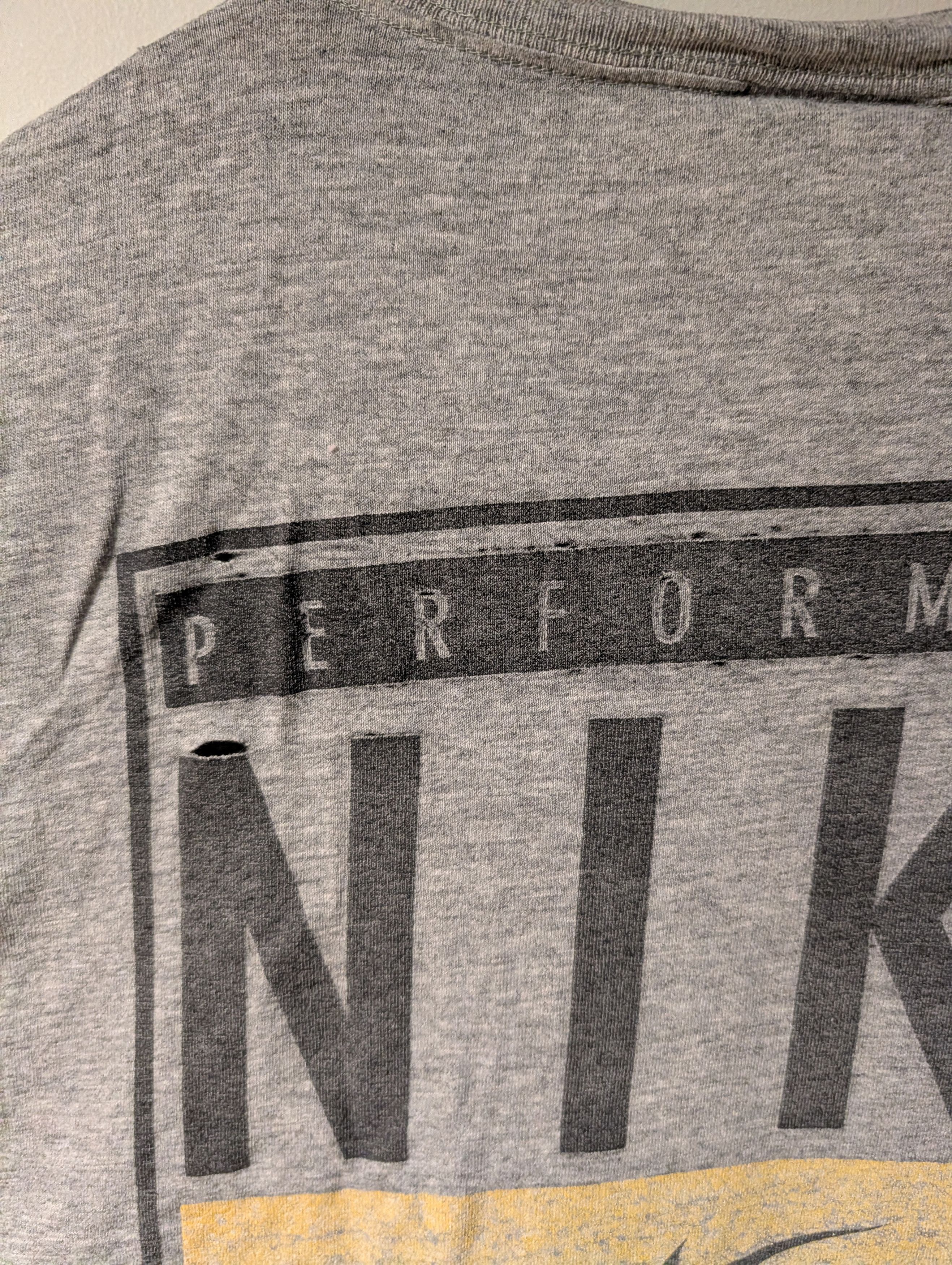 Nike Vintage 90s Nike Athletics Swoosh Performance T-Shirt Size US XL / EU 56 / 4 - 5 Thumbnail