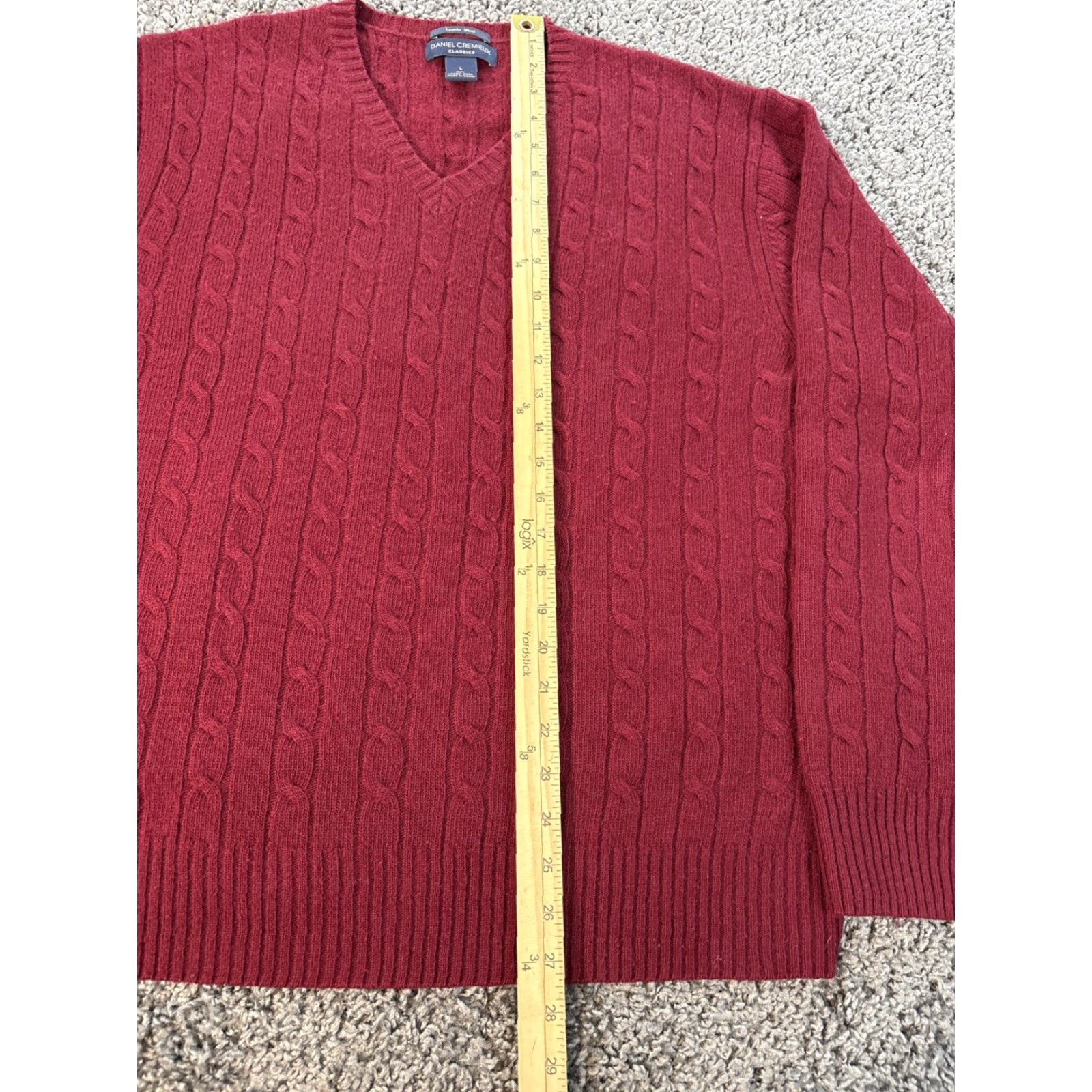 Cremieux Cremieux Sweater Men L Red V-Neck Cable-Knit Pullover Wool Long Sleeve Classic Outdoor Winter Fall Size US L / EU 52-54 / 3 - 2 Thumbnail