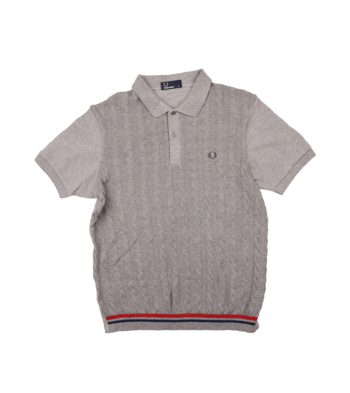 Fred Perry Fred Perry Cable Knit Polo Shirt Grey Short Sleeve M Size US M / EU 48-50 / 2 - 1 Thumbnail