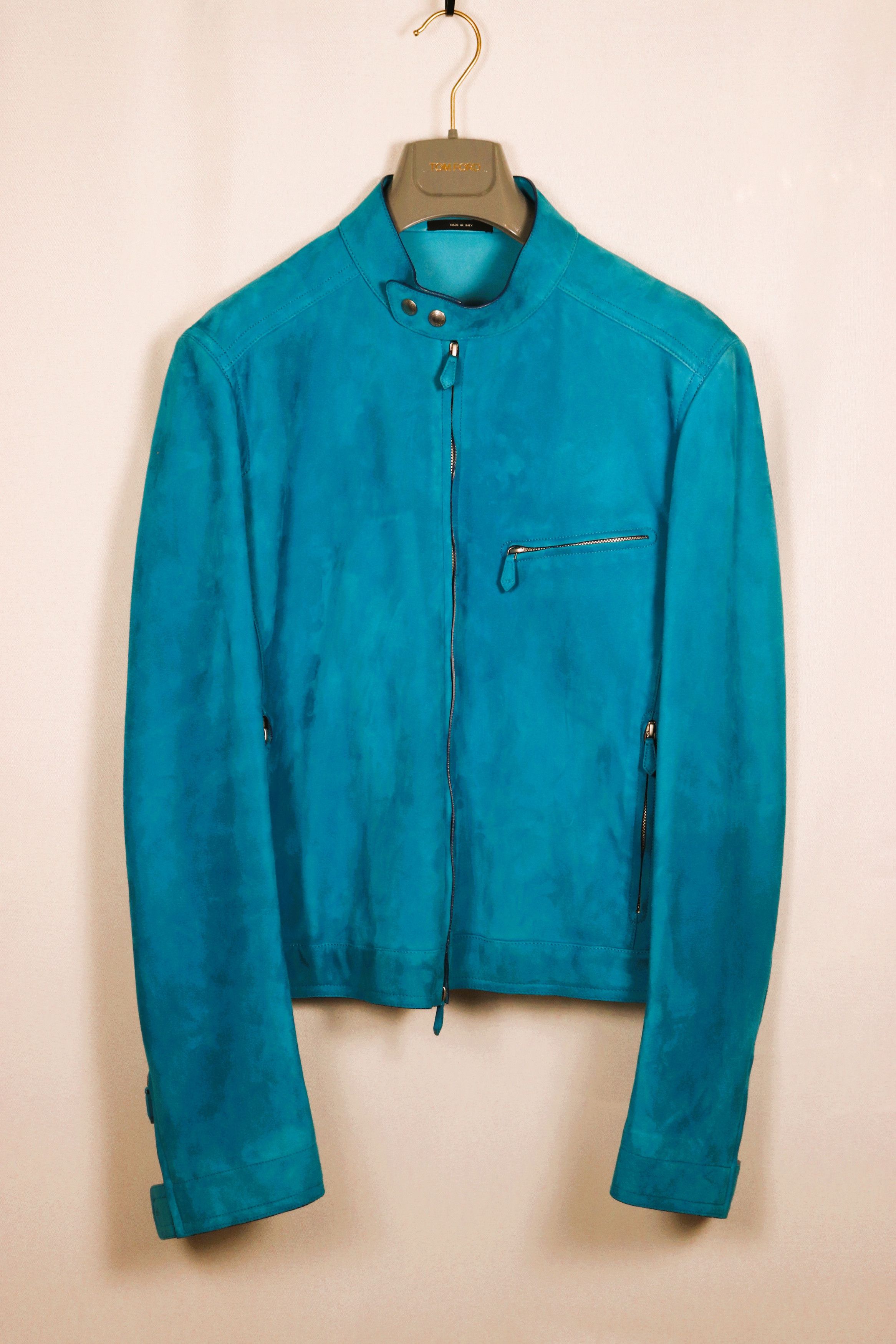 Tom Ford Tom Ford Lambskin Biker Jacket - Rare Teal IT50 BE420/TFL576 Size US M / EU 48-50 / 2 - 1 Thumbnail