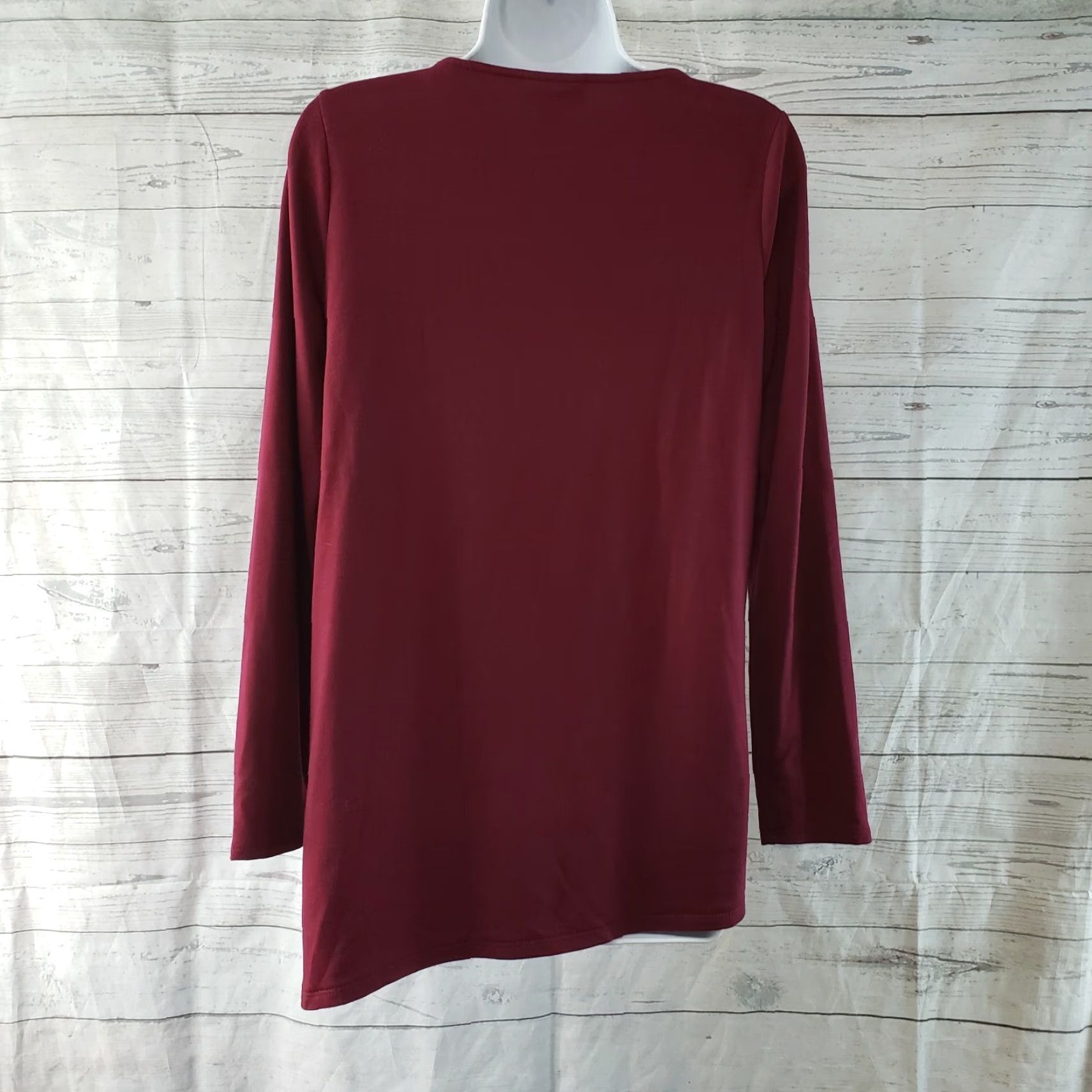 Vintage J Jill Womens Luxe Tencel Top XS Solid Dark Red Long Sleeve Blouse Size XS / US 0-2 / IT 36-38 - 3 Thumbnail