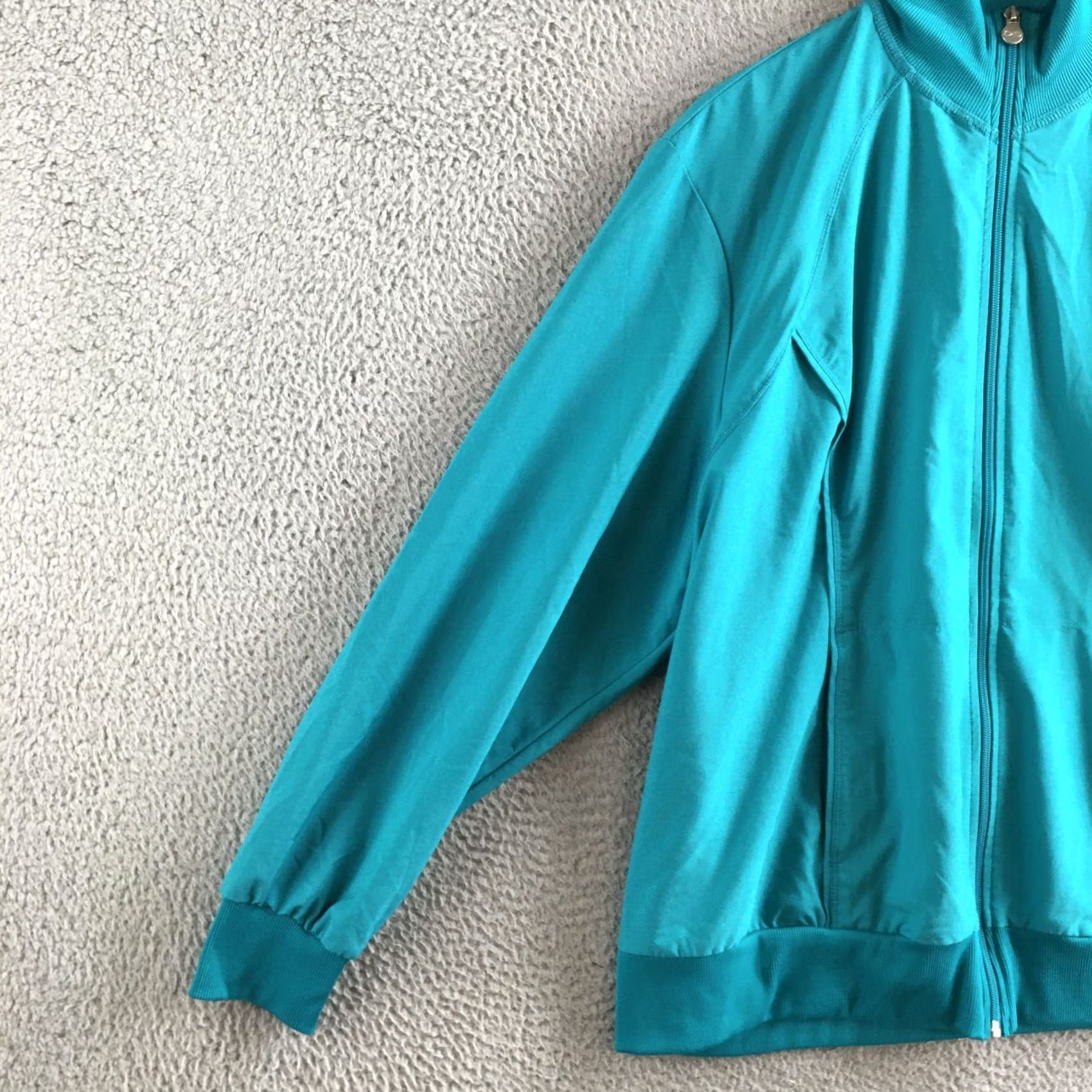 Cherokee Cherokee Track Jacket Womens 3XL Teal Long Sleeve Mock Neck Full Zip Jacket Size XXL / US 16-18 / IT 52-54 - 4 Thumbnail