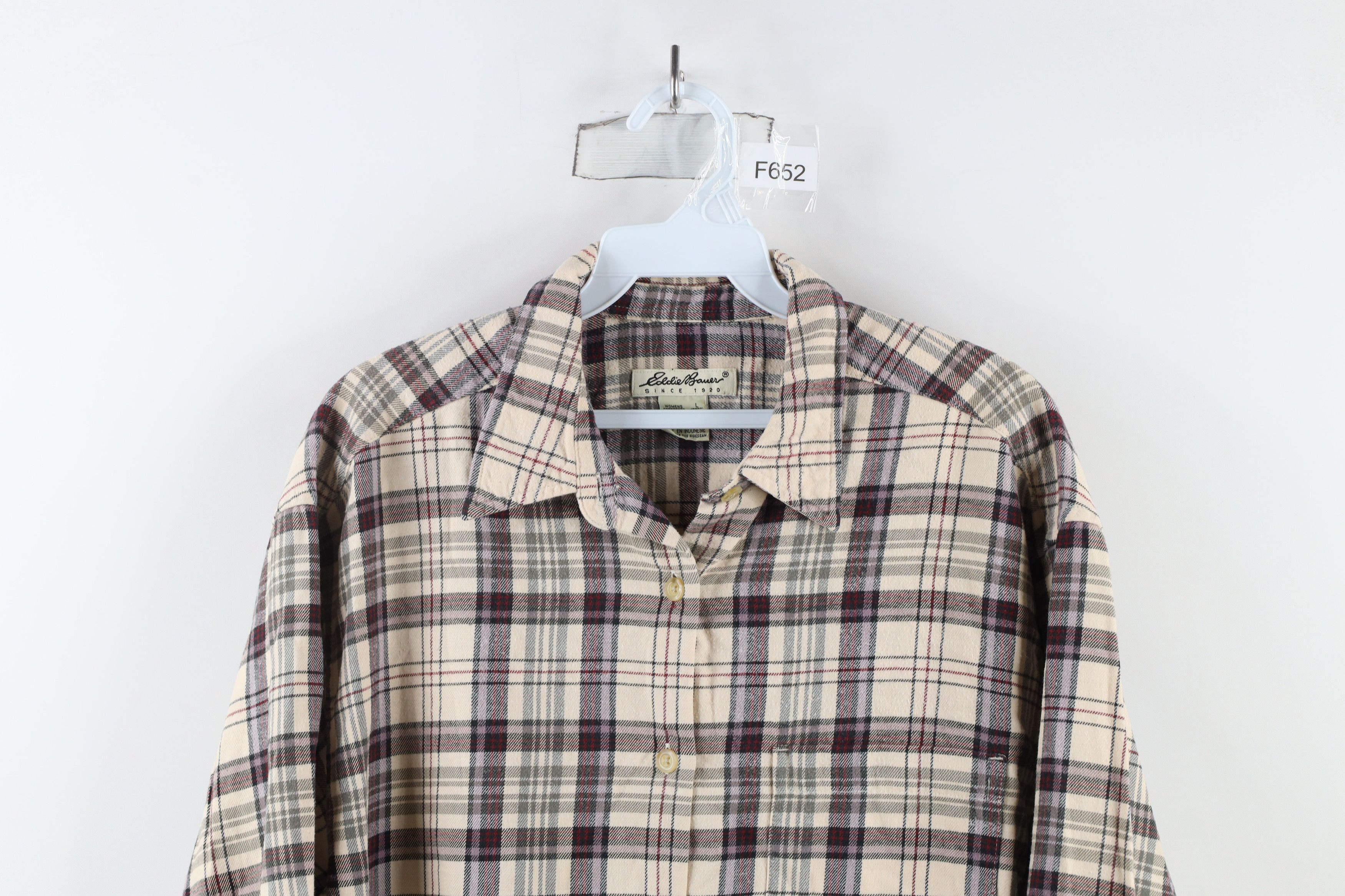 Eddie Bauer × Vintage Vintage 90s Eddie Bauer Flannel Collared Button Shirt Plaid Size L / US 10 / IT 46 - 2 Thumbnail