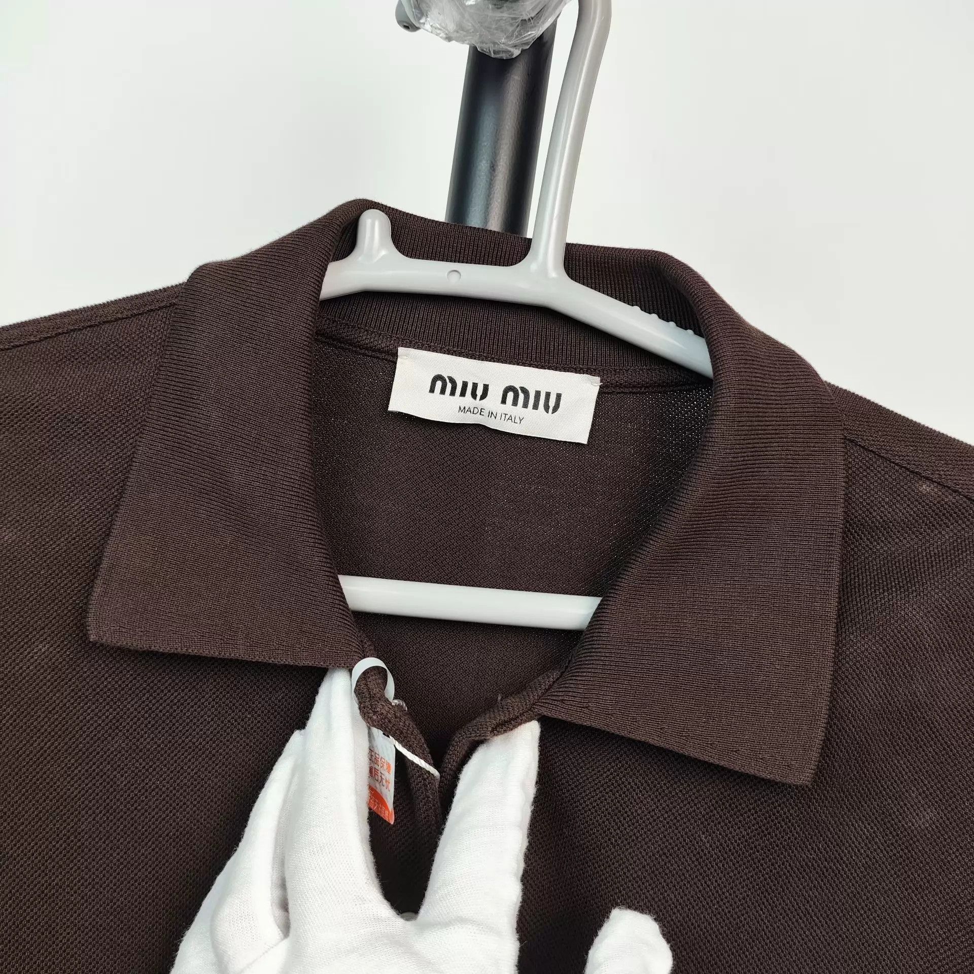 Miu Miu MIU MIU Brown Cotton Long Sleeve Polo Shirt XS Size US XS / EU 42 / 0 - 4 Thumbnail