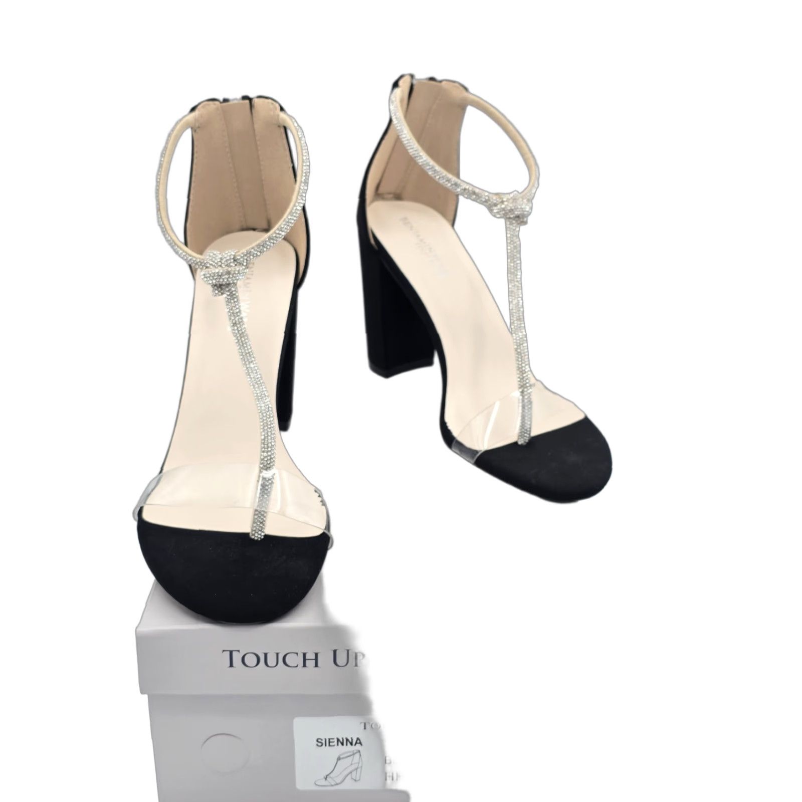 Vintage Touch Ups Sienna Heeled Sandal - Black & Rhinestone- Sz 8 M - 4724M Womens Sandal Size US 8 / IT 38 - 1 Thumbnail