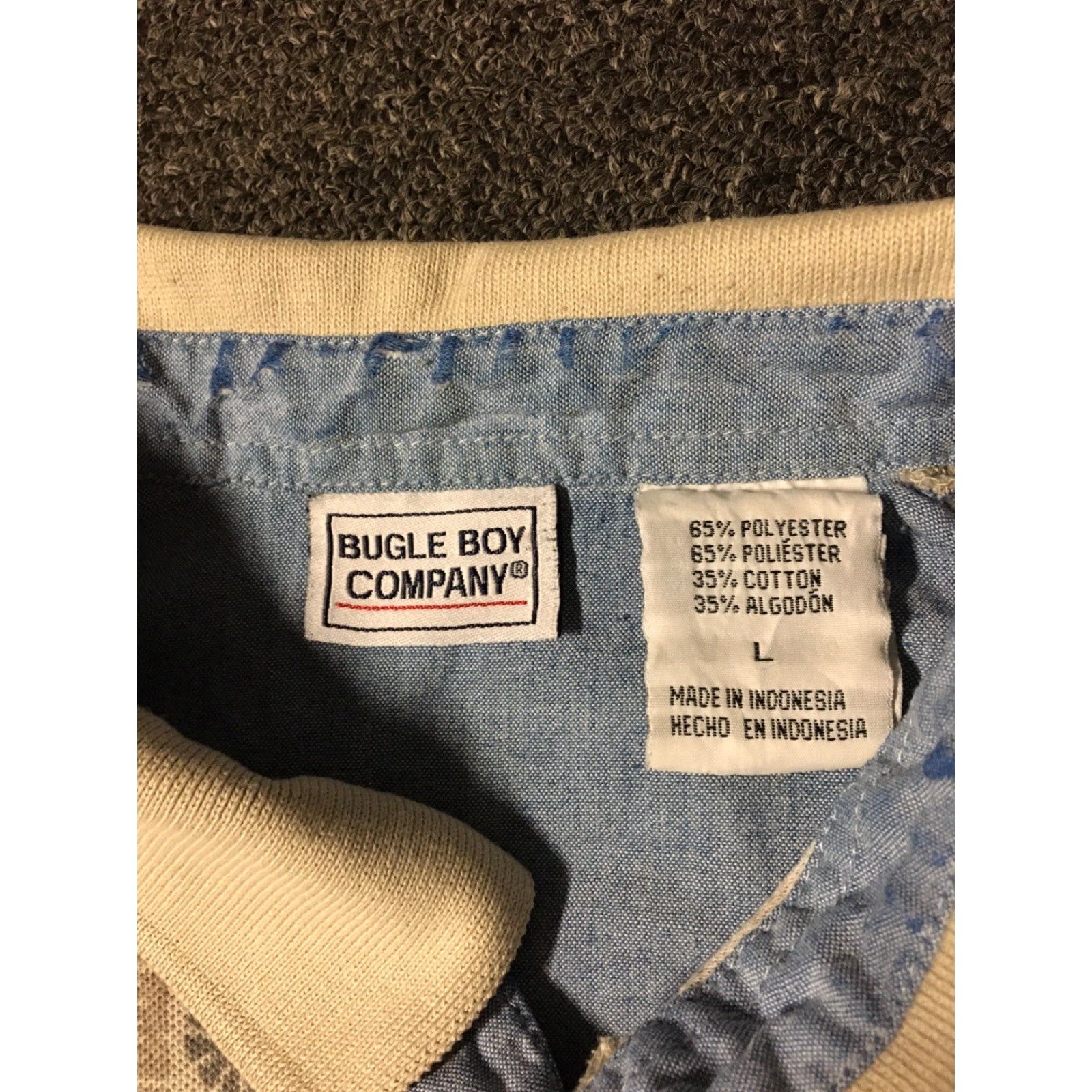 Bugle Boy VINTAGE Bugle Boy Polo Shirt L Beige 90s All Over Print, Abstract Aztec Grunge Vaporwave Surf Skate, Short Sleeve, Men, Polo, Rugby, Size L Size US L / EU 52-54 / 3 - 5 Thumbnail
