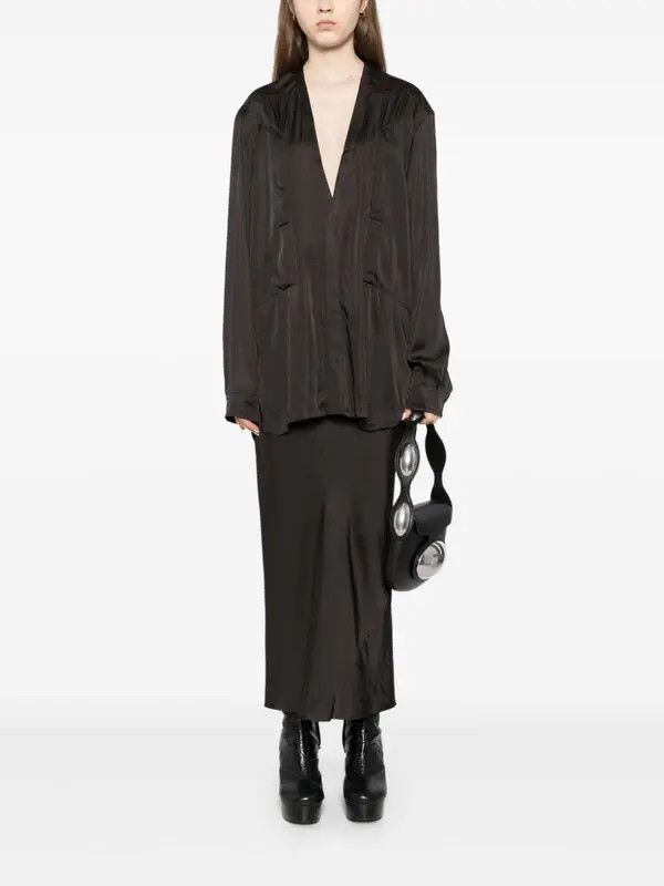Rick Owens o1y0126 Solid Color Shirt in Dark Brown Size XS / US 0-2 / IT 36-38 - 5 Thumbnail