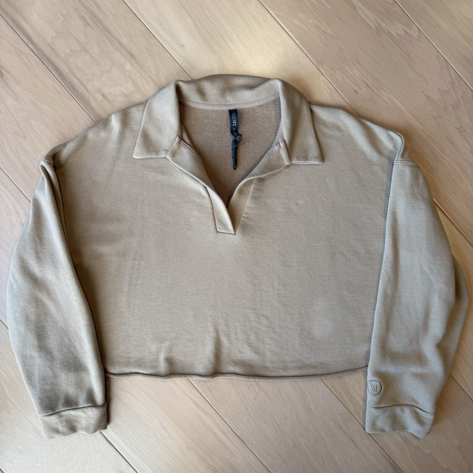 Vuori Vuori Sedona Polo Sweatshirt Medium Tan Fleece Pullover Size M / US 6-8 / IT 42-44 - 2 Thumbnail