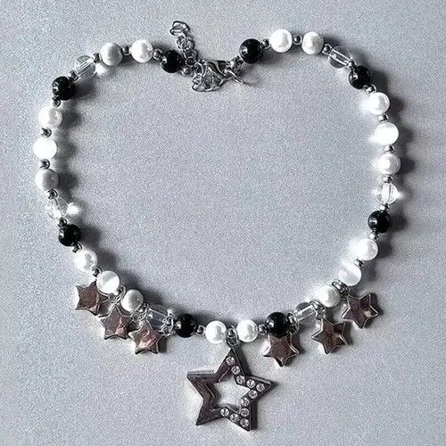 Jewelry × Vintage Elegant Star Zircon Beaded Pendant Necklace Size ONE SIZE - 4 Thumbnail