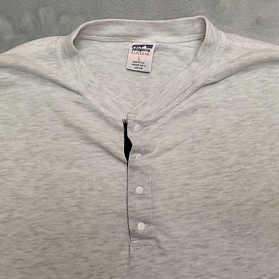Patagonia VINTAGE Patagonia Mens Large Gray Capilene Baselayer Snap LS T Shirt Made in USA Size US L / EU 52-54 / 3 - 3 Thumbnail