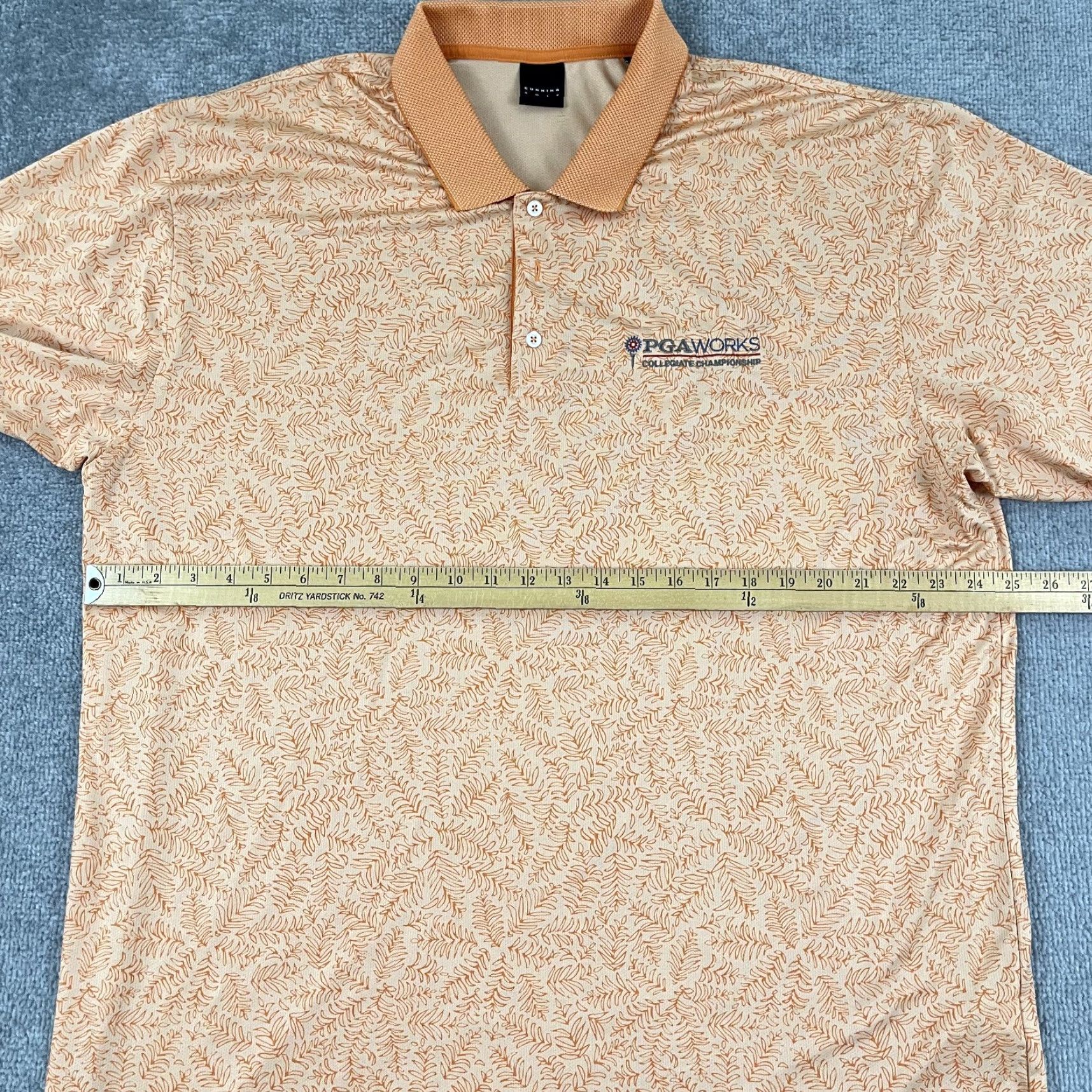 Vintage PGA WORKS Collegiate Championship Polo Shirt Mens 2XL Orange Floral Dunning Golf Size US XXL / EU 58 / 5 - 6 Thumbnail