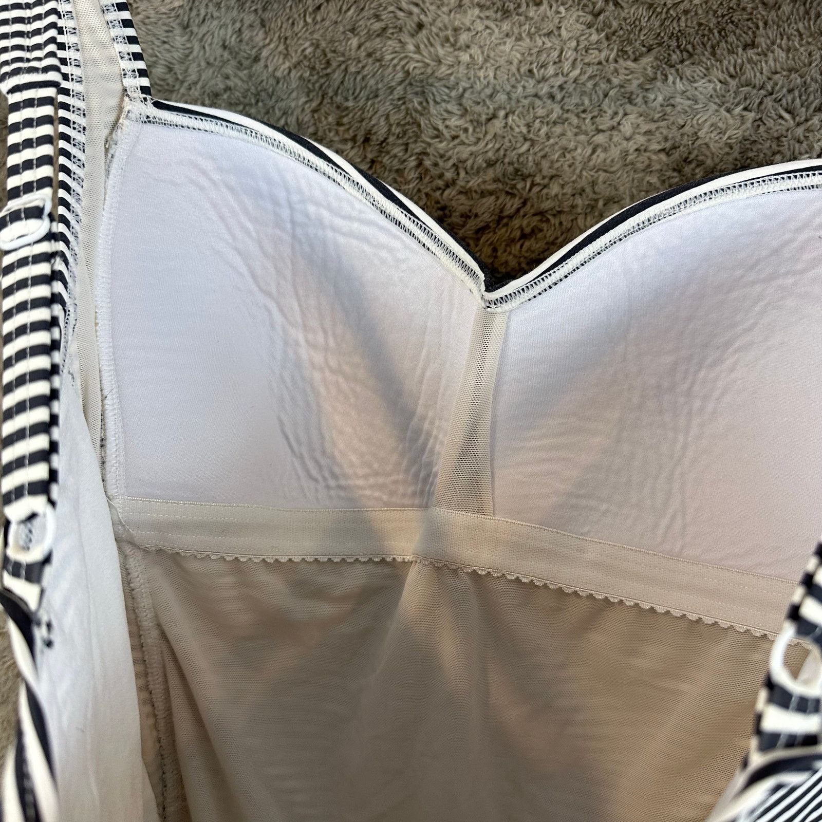 Other Bond-Eye One Piece Ruched SwimSuit Black White Stripe 12 Size XL / US 12-14 / IT 48-50 - 6 Thumbnail