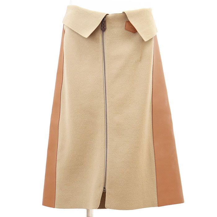 Louis Vuitton Louis Vuitton Louis Vuitton Monogram Wool Cotton Cashmere Lambskin Skirt Leather Skirts DUTY FREE for USA Size ONE SIZE - 1 Thumbnail