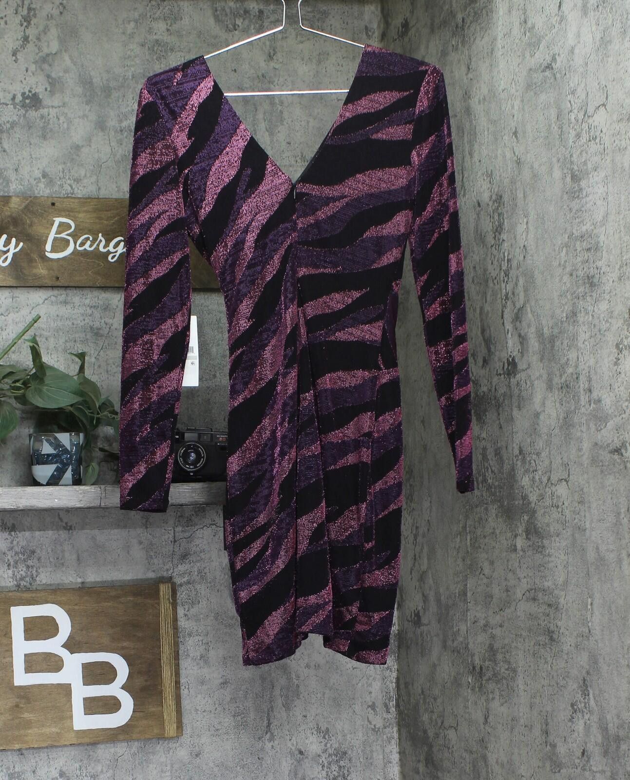 Signal Sport Nwt Siena Neck Side-twist Long-sleeve Dress Purple Multi 0 Size XS / US 0-2 / IT 36-38 - 2 Thumbnail