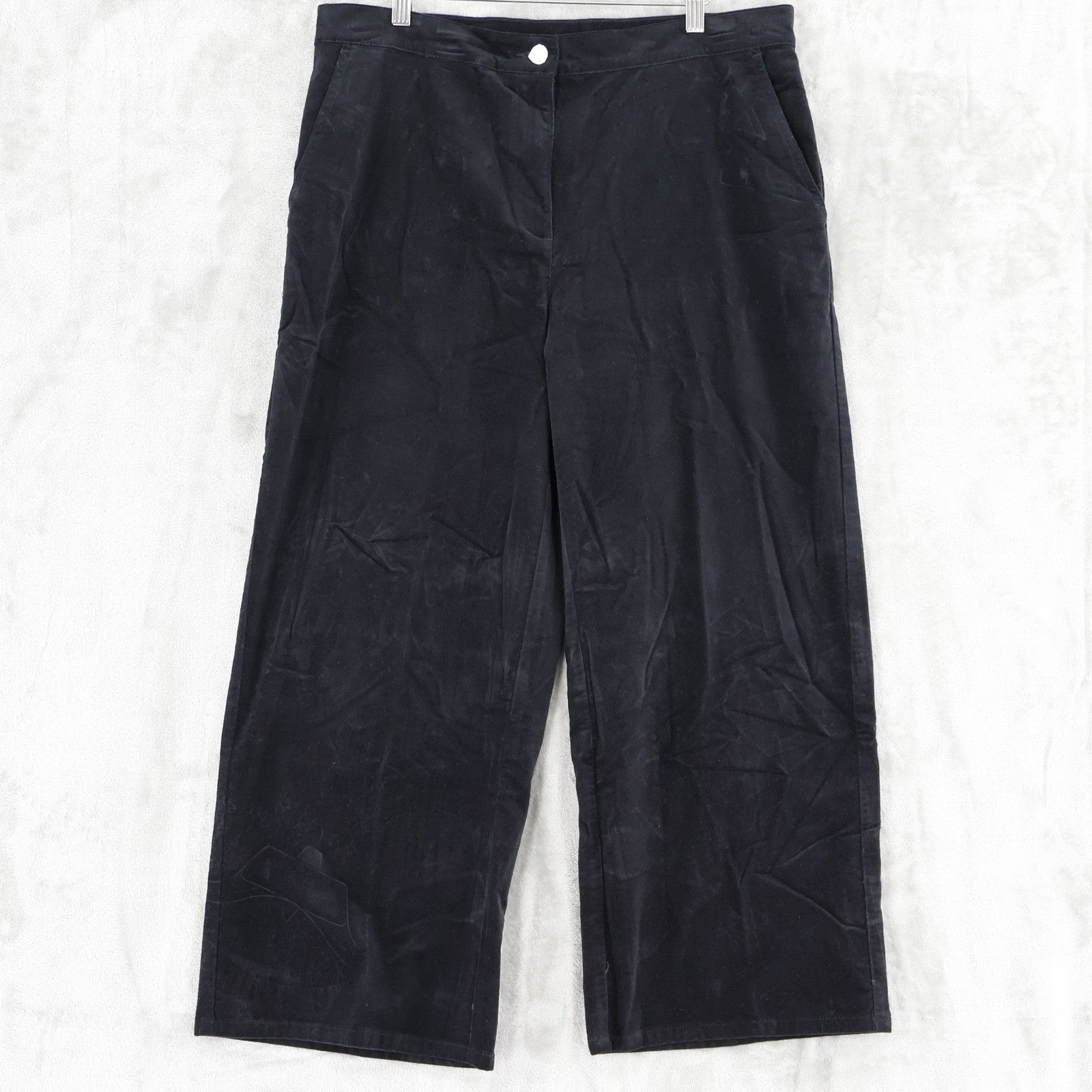 Eileen Fisher Eileen Fisher Velveteen Wide Leg Ankle Pants Womens XL Black Size 37" - 1 Thumbnail
