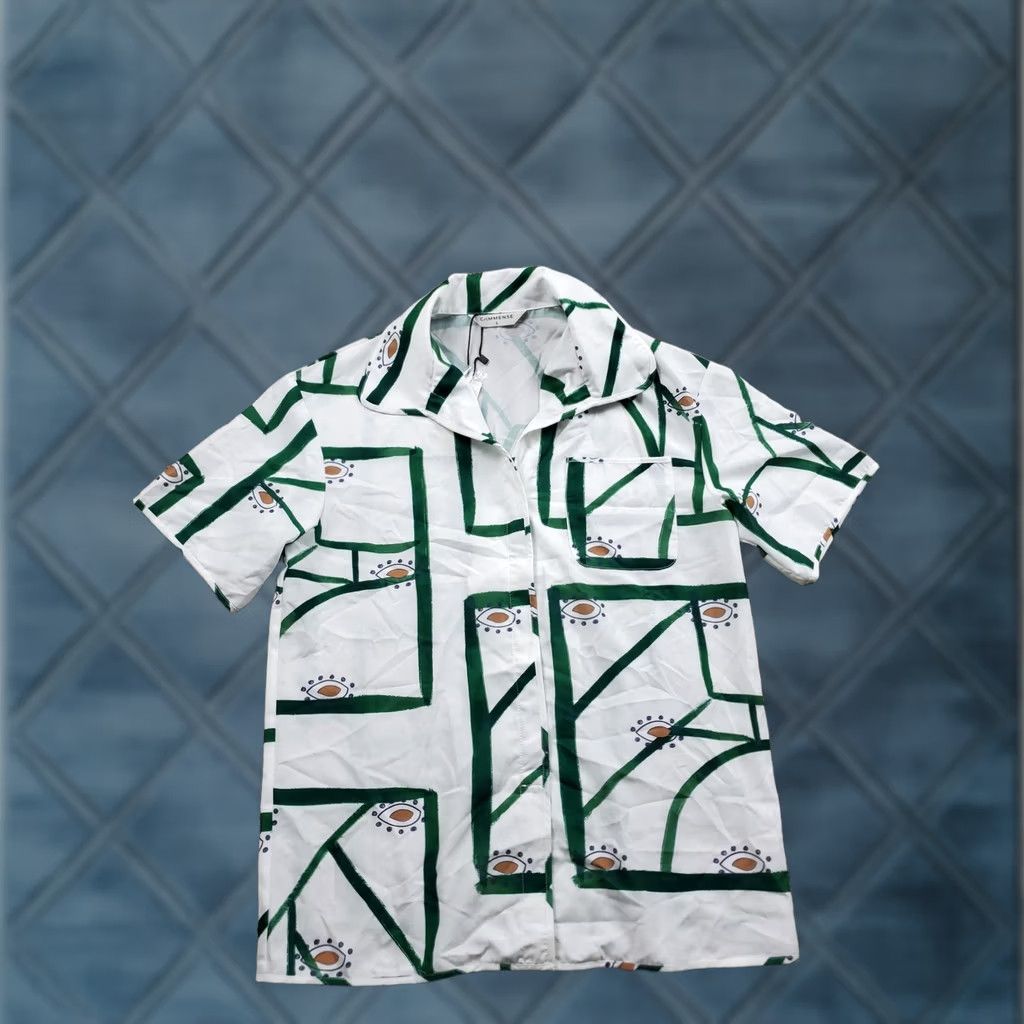 Vintage Commense Shirt Womens Small Geometric Abstract Print Short Sleeve Button Up NWT Size S / US 4 / IT 40 - 1 Thumbnail