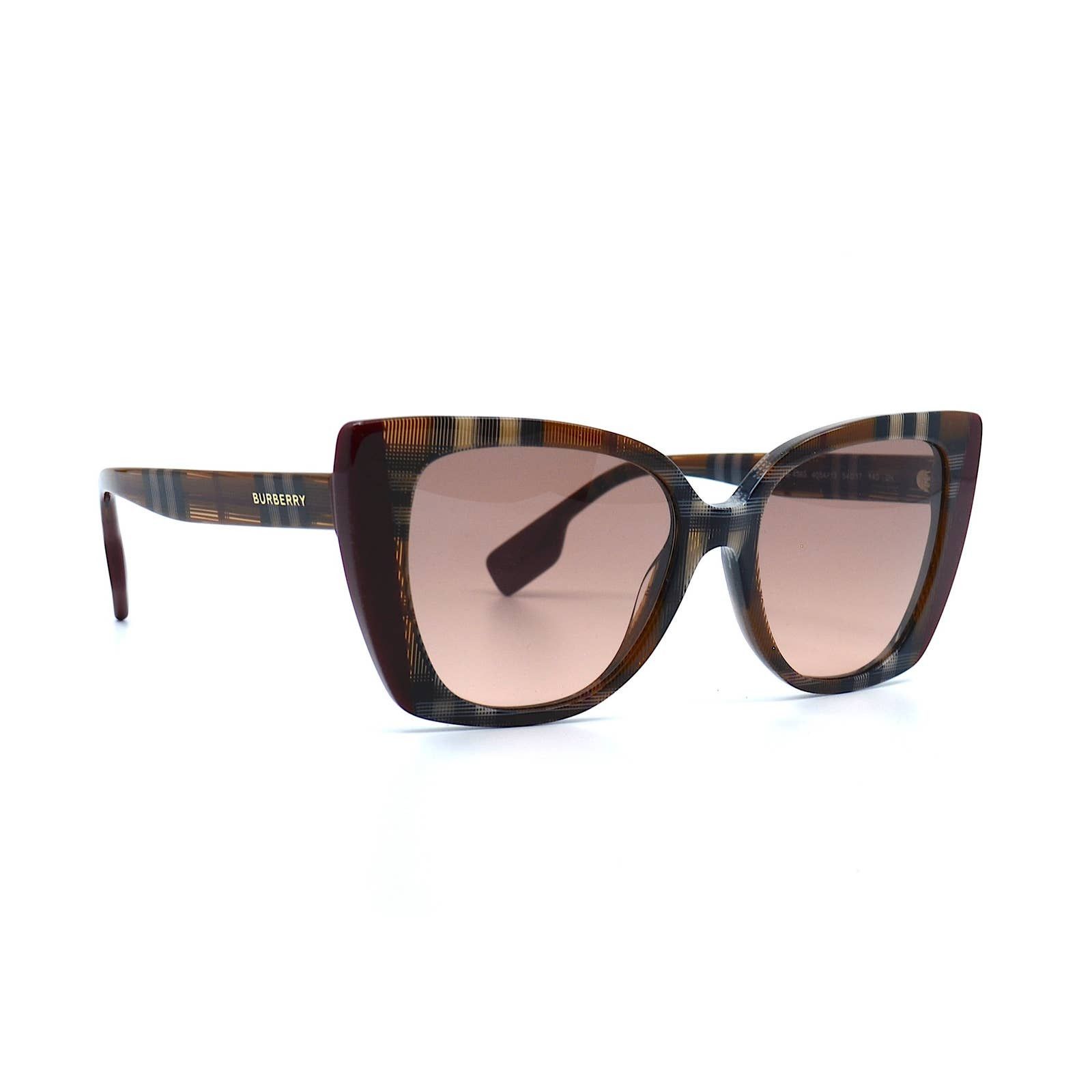 BURBERRY MERYL BE4393 CHECK BROWN/BORDEAUX SUNGLASSES