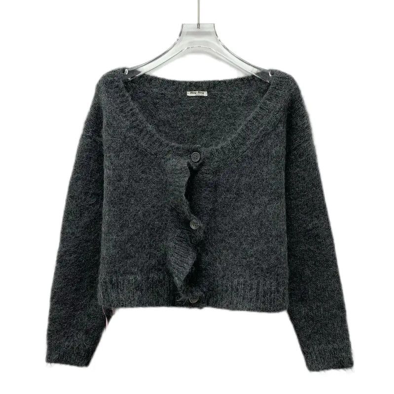 Miu Miu Miu Miu Dark Gray Women's Cardigan Sweater 0089 Size S / US 4 / IT 40 - 1 Thumbnail
