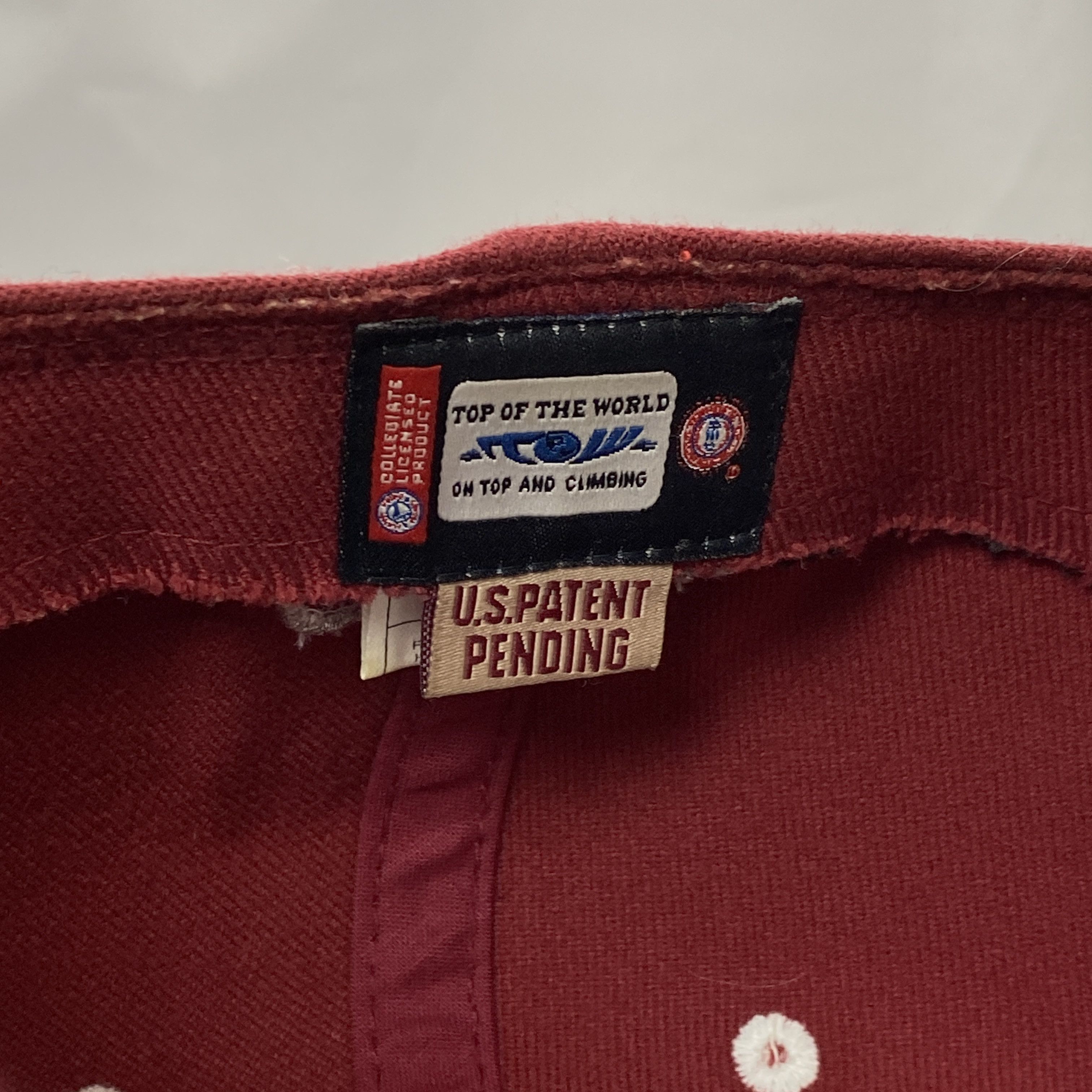 NCAA × Top Of The World × Vintage 90s OU OKLAHOMA SOONERS Hat Crimson Embroidered Wagon Logo Size ONE SIZE - 7 Thumbnail