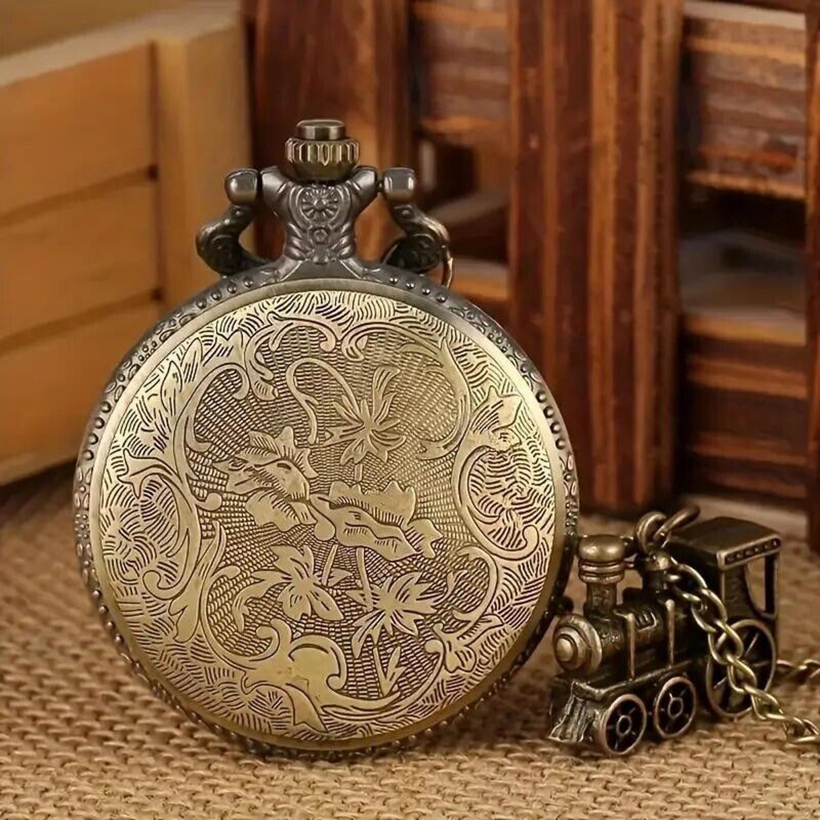 Other Bronze Quartz Pocket Watch • Classic Steam Train Locomotive Size ONE SIZE - 5 Thumbnail