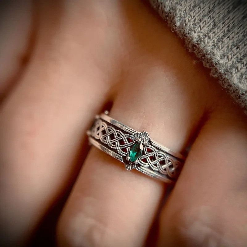 Japanese Brand × Jewelry × Vintage Retro Green Glass Zircon Ring Size ONE SIZE - 4 Thumbnail