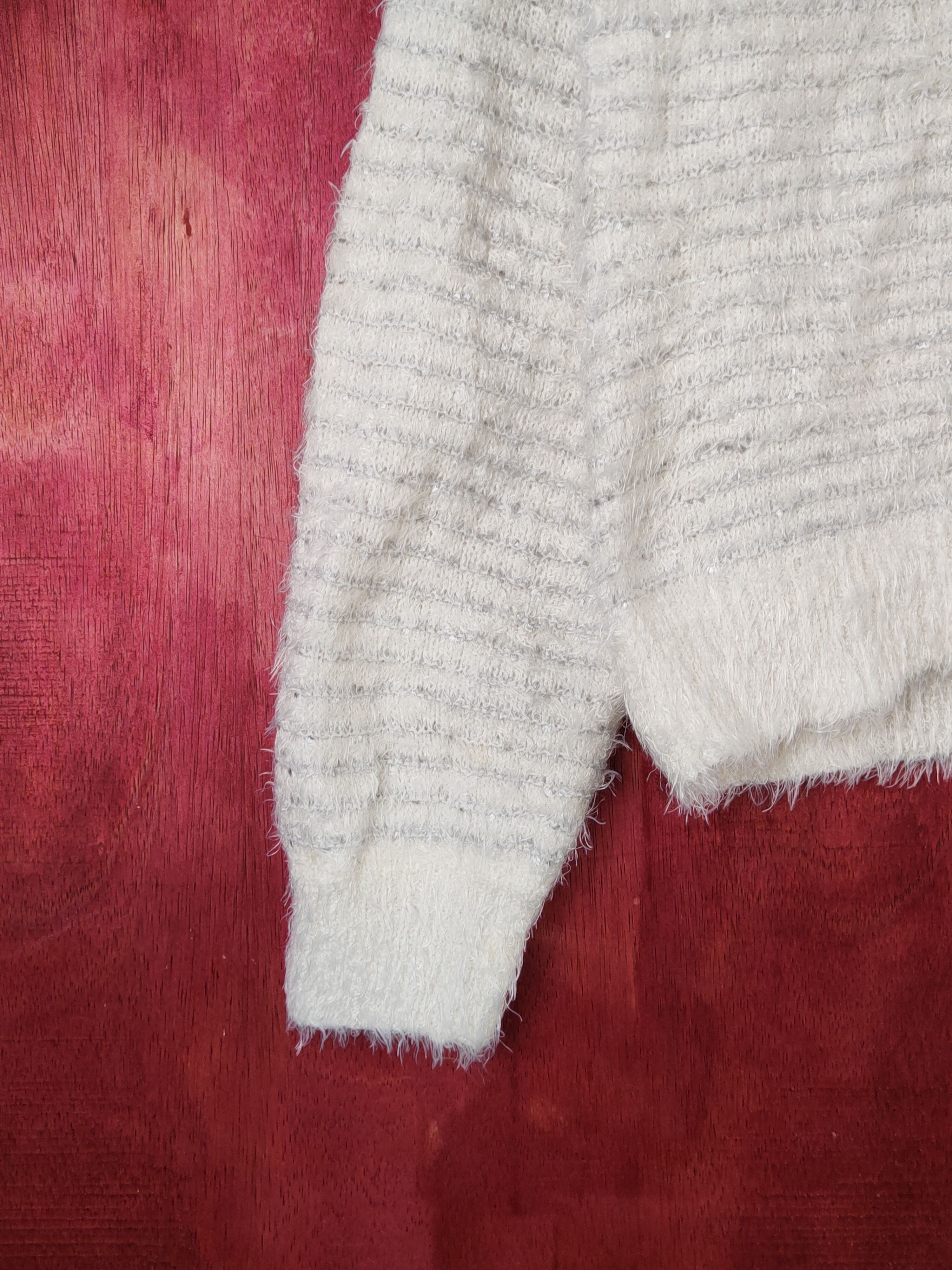 Aran Isles Knitwear Vis Cream Shag Shaggy Fur Mohair Knitwear #S1940 Size M / US 6-8 / IT 42-44 - 4 Thumbnail