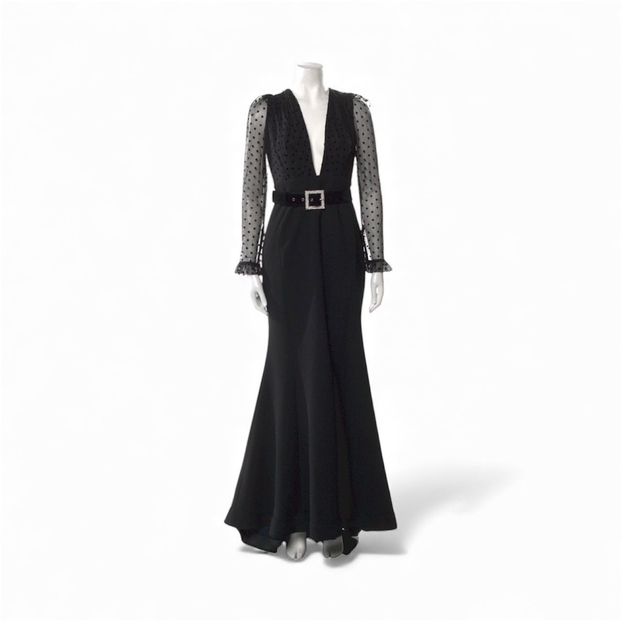 Other REBECCA VALLANCE Tiffany Belted Tulle Mermaid Gown Plunge Size XS / US 0-2 / IT 36-38 - 12 Thumbnail