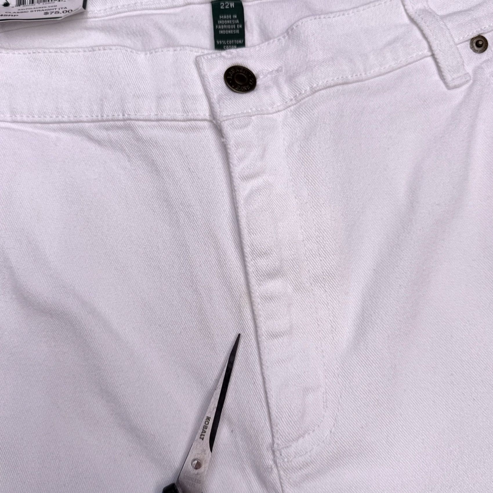 Ralph Lauren Lauren Ralph Lauren Jeans Straight 22W White High Rise Stretch Denim 5-Pocket Womens Plus Classic Modern 31in Inseam Size 40" / US 18 - 6 Thumbnail