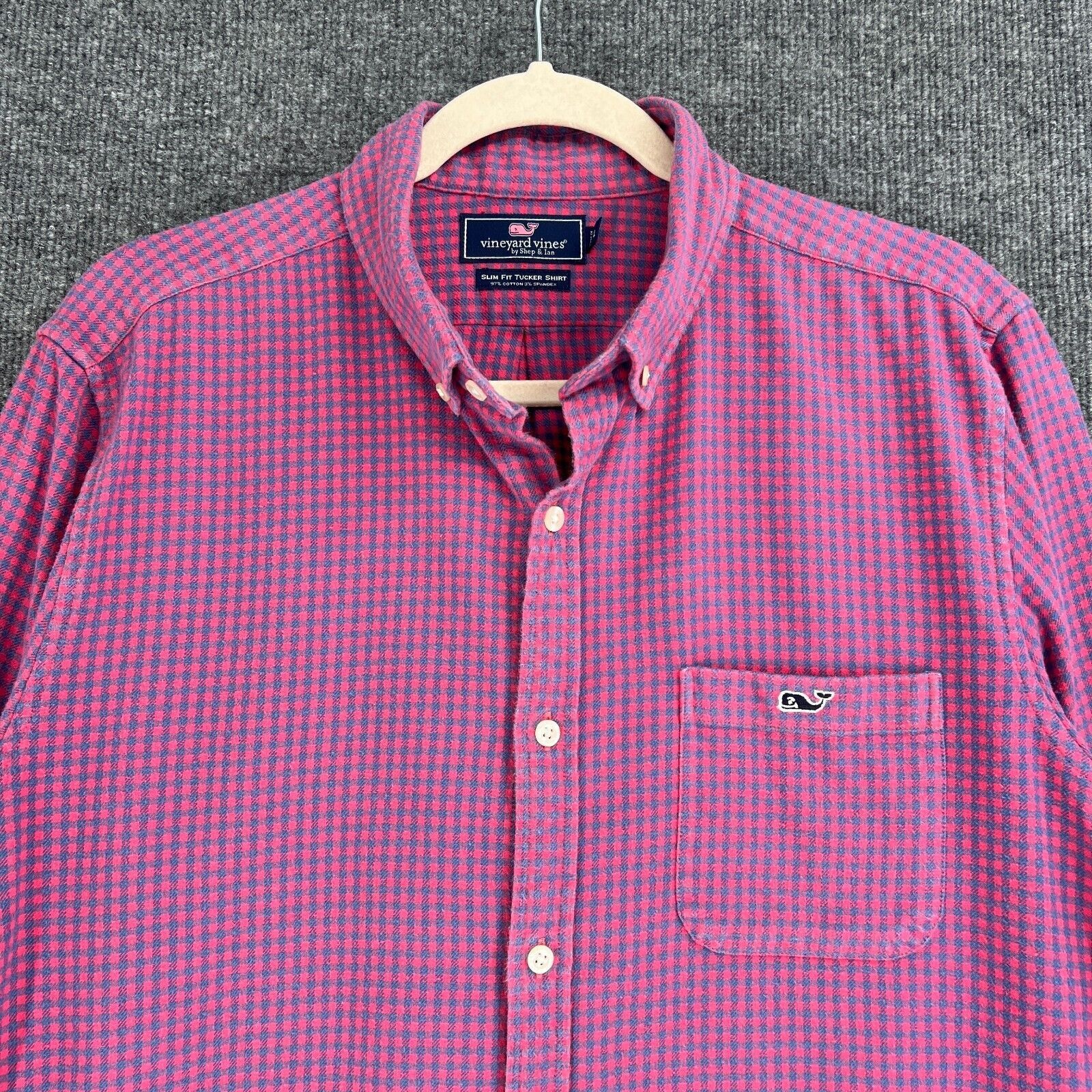 Vineyard Vines Vineyard Vines Flannel Slim Fit Tucker Shirt Pink Check Sz L Size US L / EU 52-54 / 3 - 2 Thumbnail