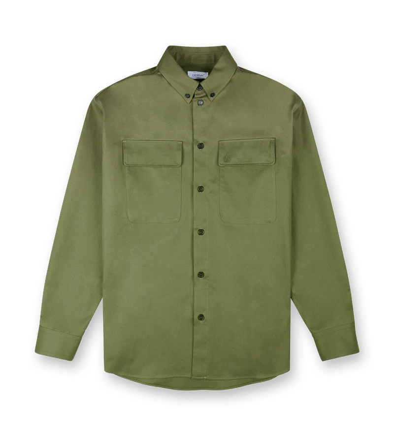 Off-White o1s22i1n1124 Gabardine Overshirt in Green Size US L / EU 52-54 / 3 - 1 Thumbnail