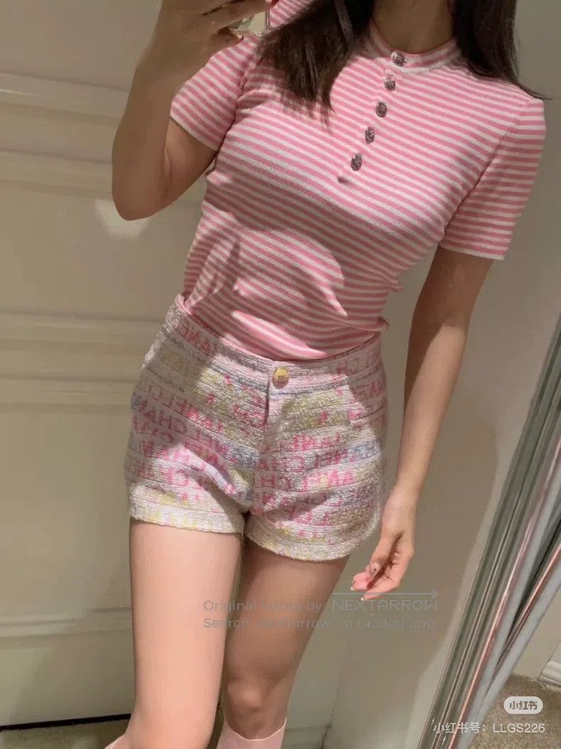 Chanel Chanel Pink striped knitted short sleeves Size XS / US 0-2 / IT 36-38 - 7 Thumbnail