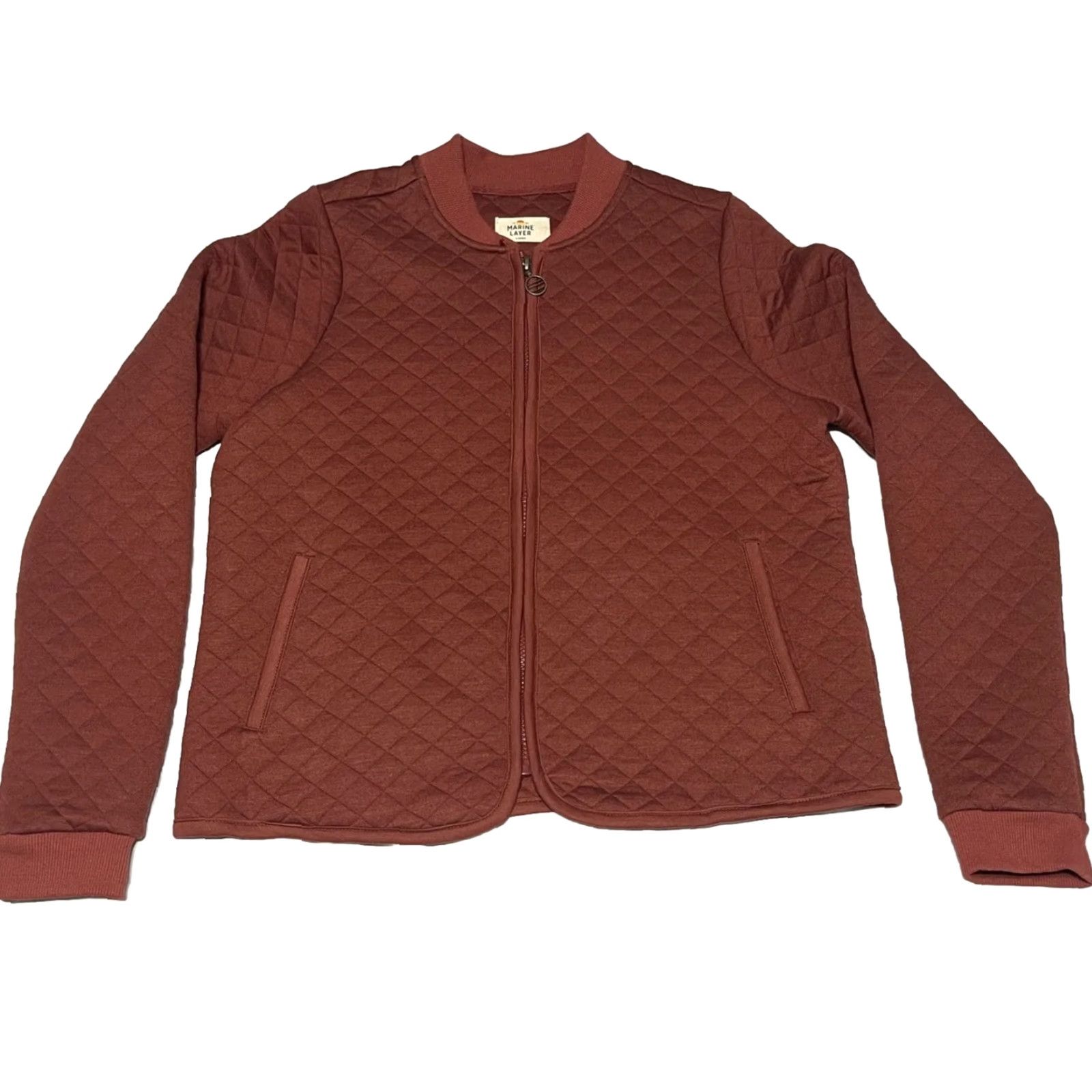 Marine Layer VINTAGE Marine Layer Mya Quilted Swing Bomber Jacket Henna L Womens Orangish Brown Quilted Swing Bomber Jacket EUC Size L / US 10 / IT 46 - 4 Thumbnail