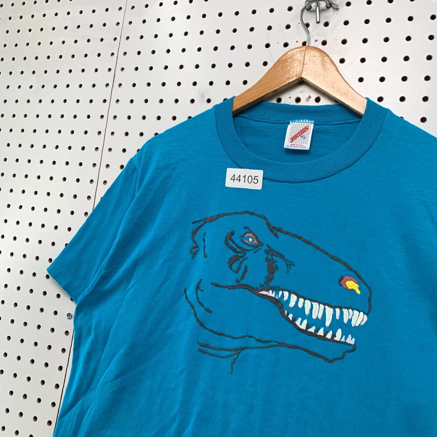 Jerzees VINTAGE 90s Dinosaur Contemporary Museum Art Shirt Men XL Blue Mens Size US XL / EU 56 / 4 - 5 Thumbnail
