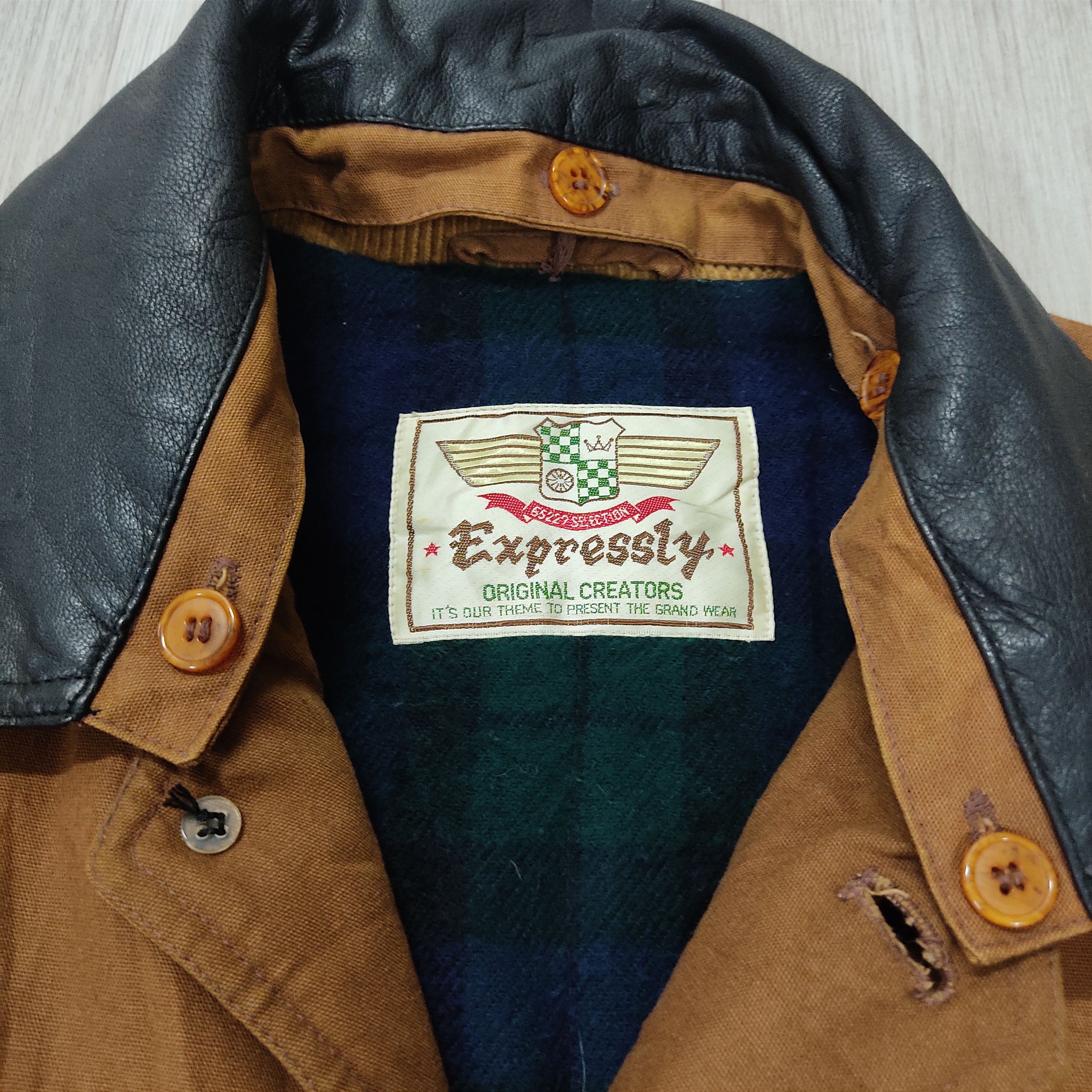 Hunt Club × Japanese Brand × Vintage 80s Expressly Canvas Barn Double Collar Chore Jacket Size US L / EU 52-54 / 3 - 7 Thumbnail