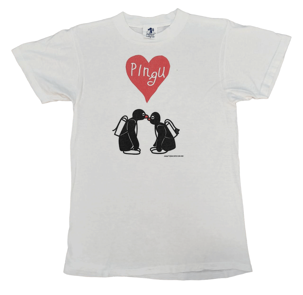 image of Cartoon Network 1994 Vintage Pingu Cartoon T in Offwhite, Men's (Size Large)